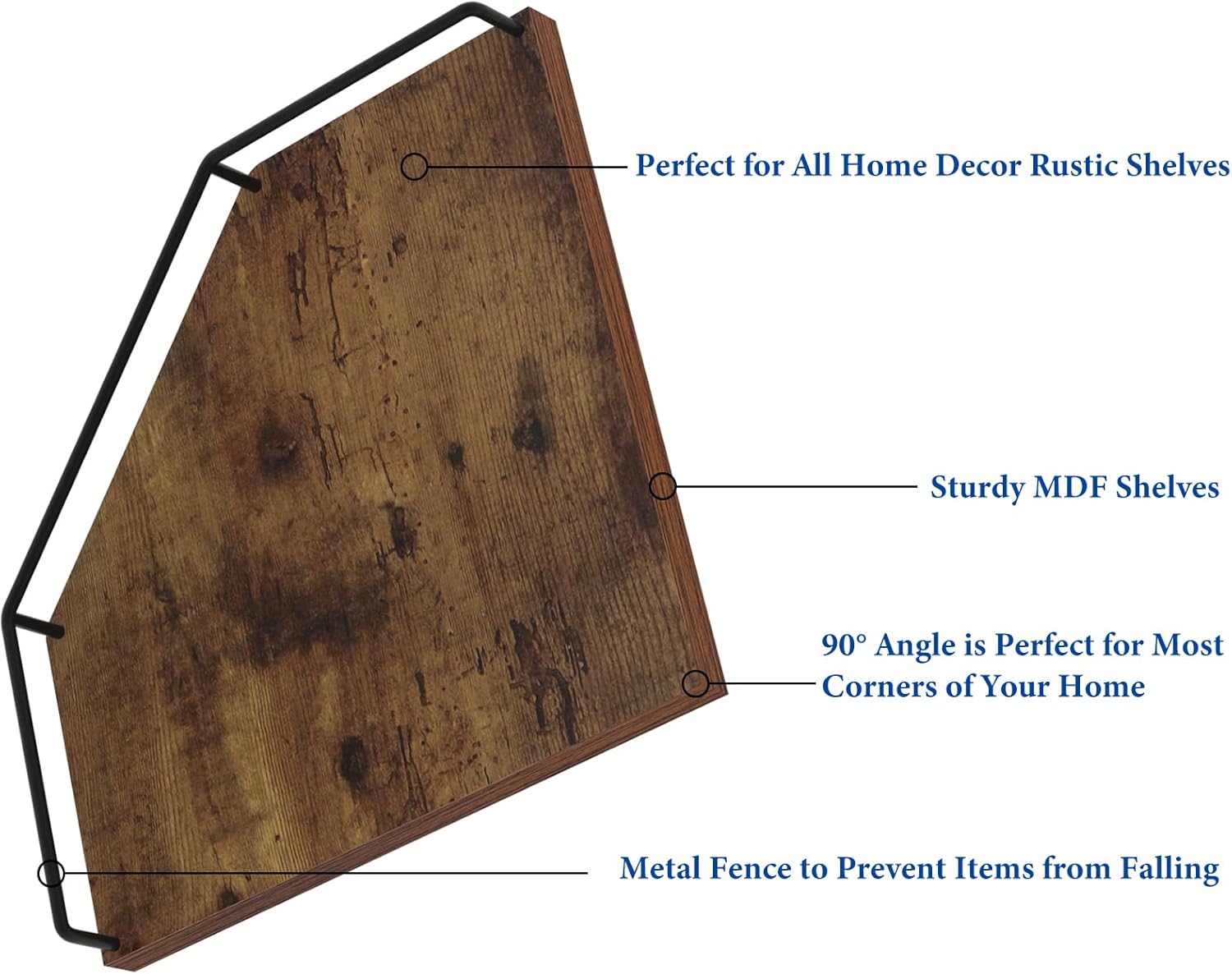 Trwcrt Corner Shelf Wall Mounted Set of 3 Brown