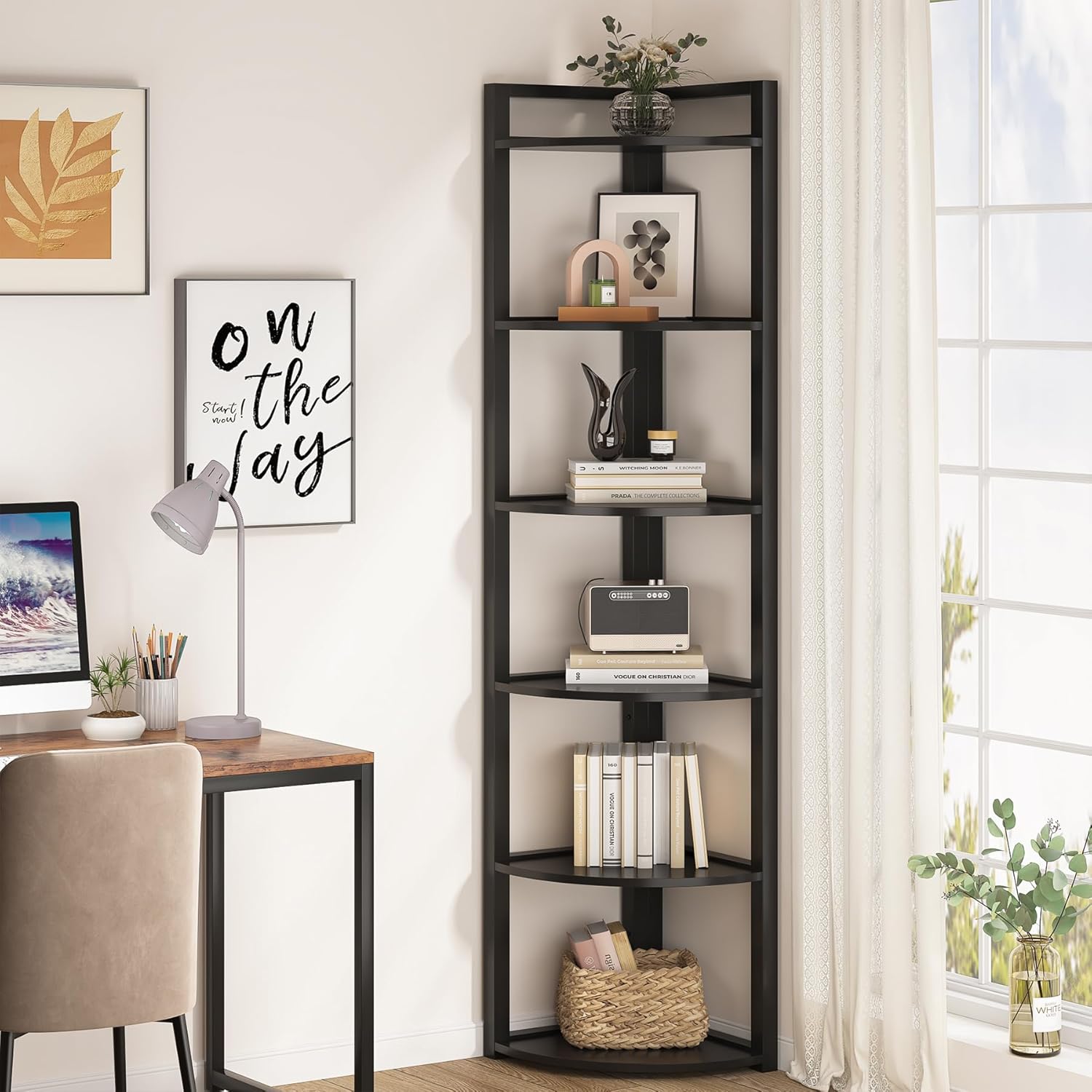 Tribesigns 6 Tier Corner Shelf Unit Black
