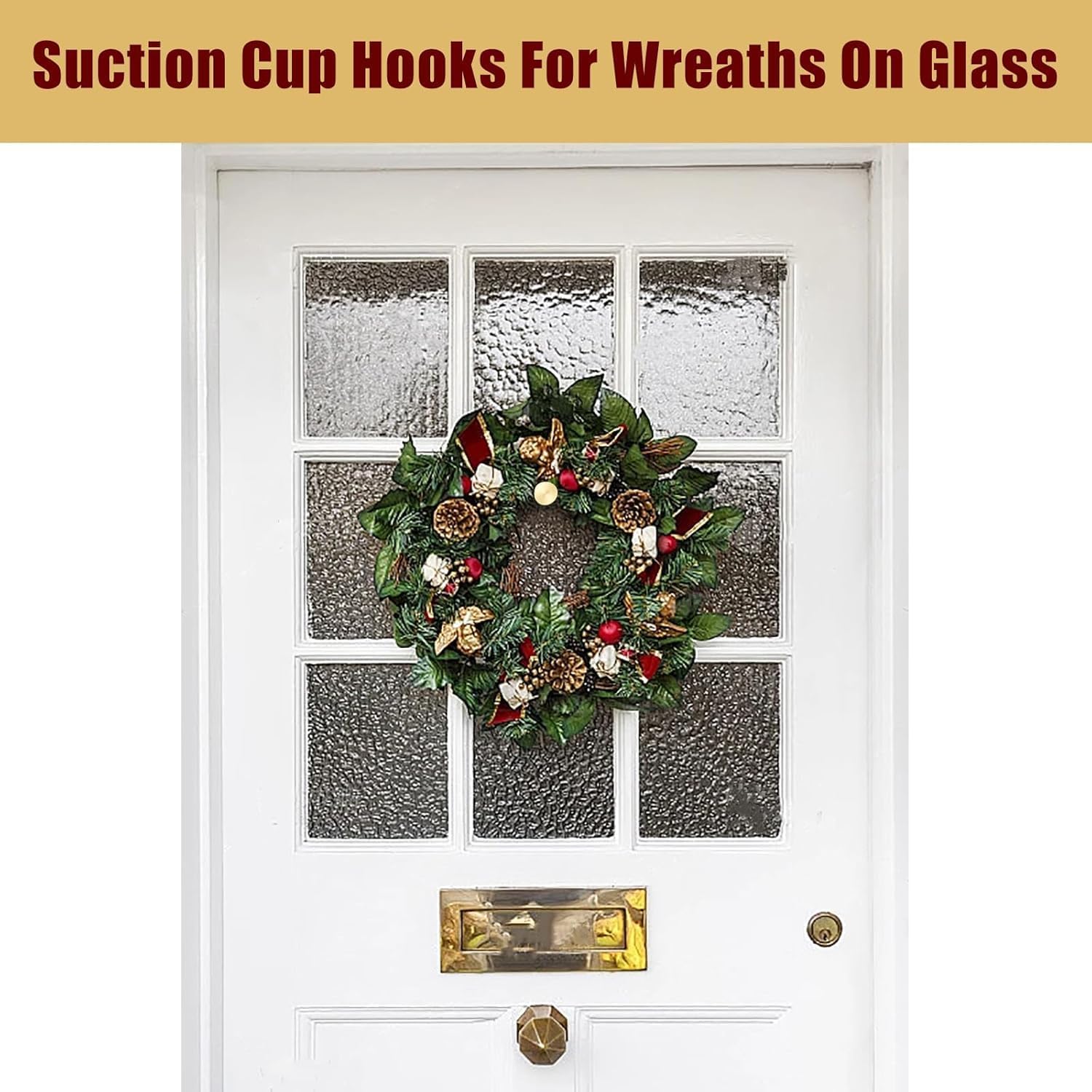 24 Pcs Suction Hooks for Wreaths on Glass Door Black