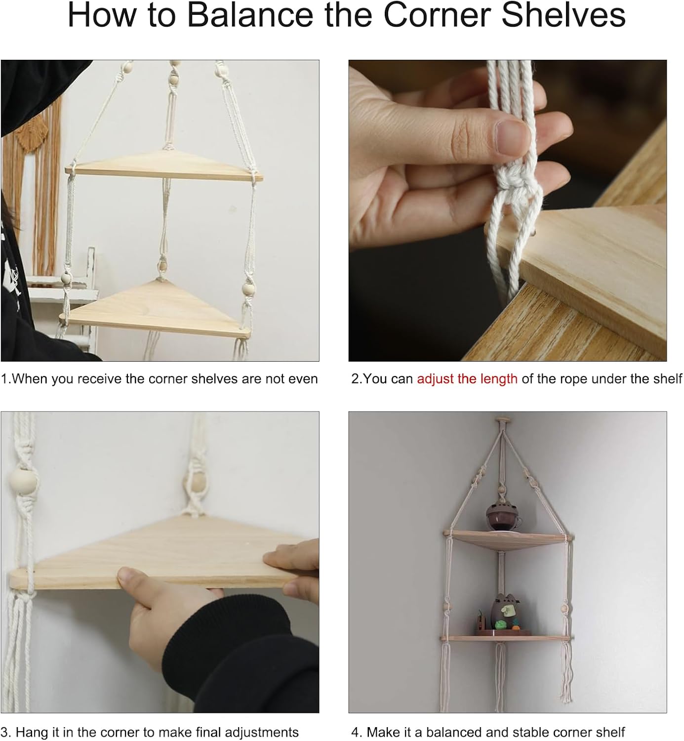 Artilady Corner Shelf - 2 Tier Floating Wood Wall Decor