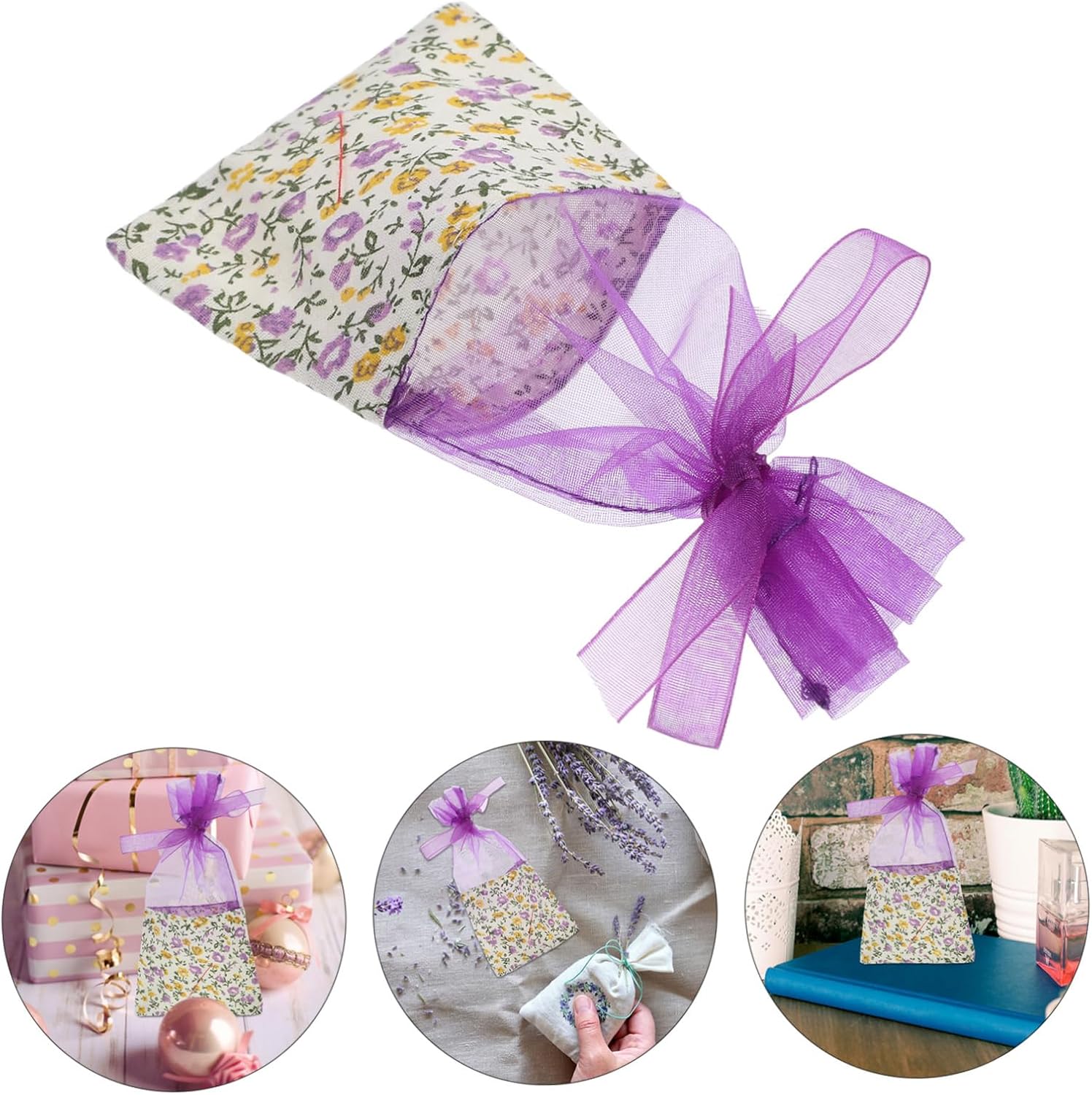 10Pcs Lavender Sachet Bags Organza Drawstring Storage for Aromatherapy