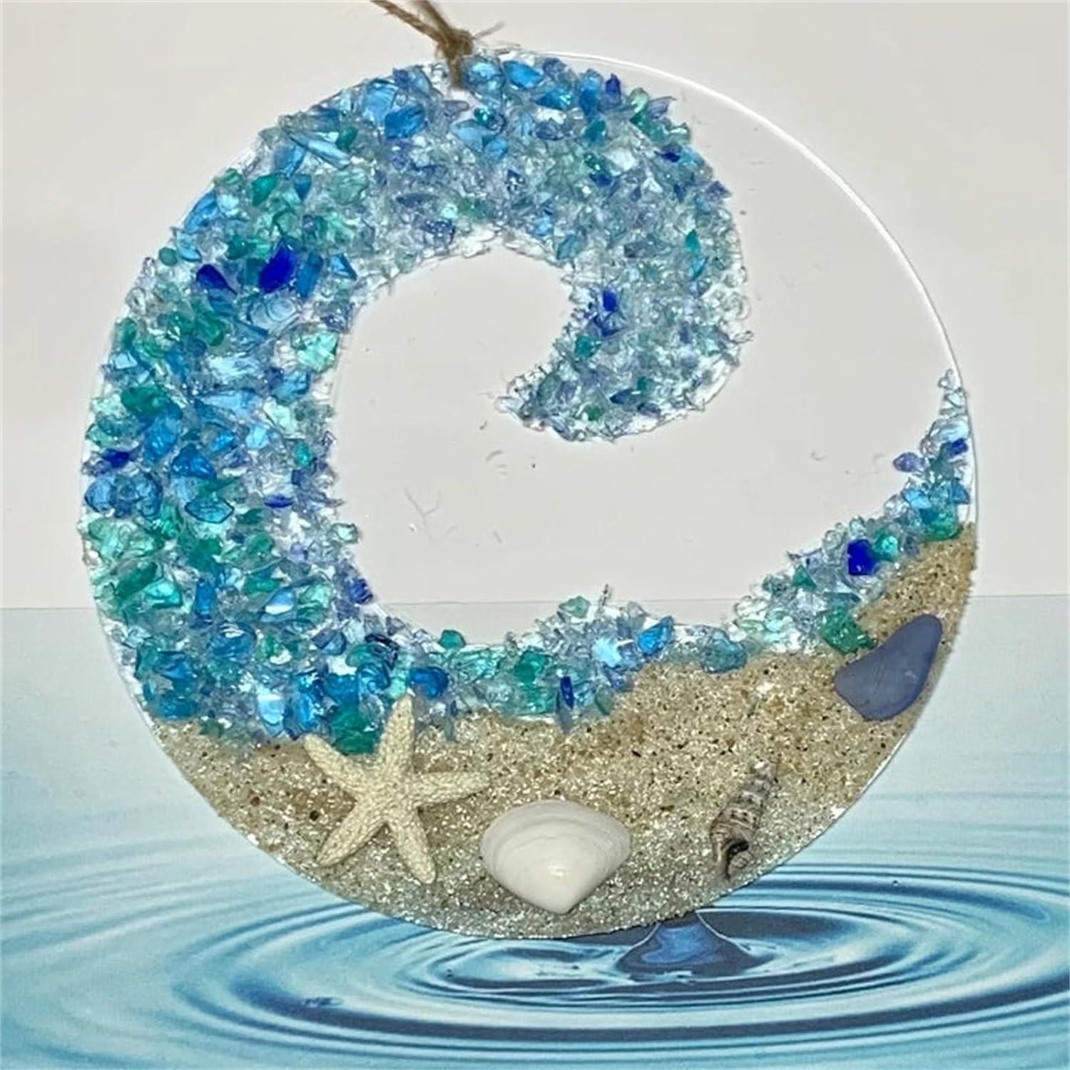 Sea Glass Suncatcher Ocean Wave Decor Hanging Ornament
