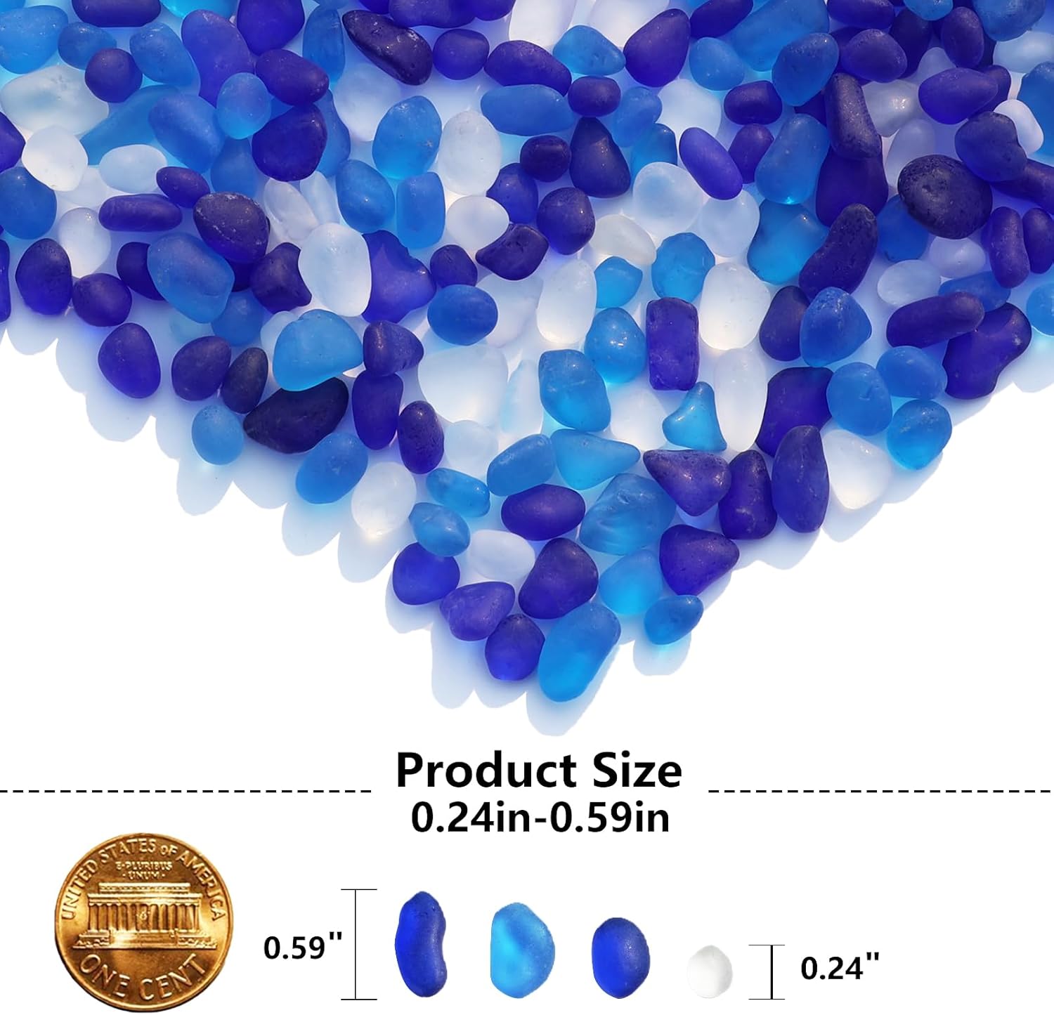 Sea Glass Stones - 29LB Blue Mixed Frosted Decor