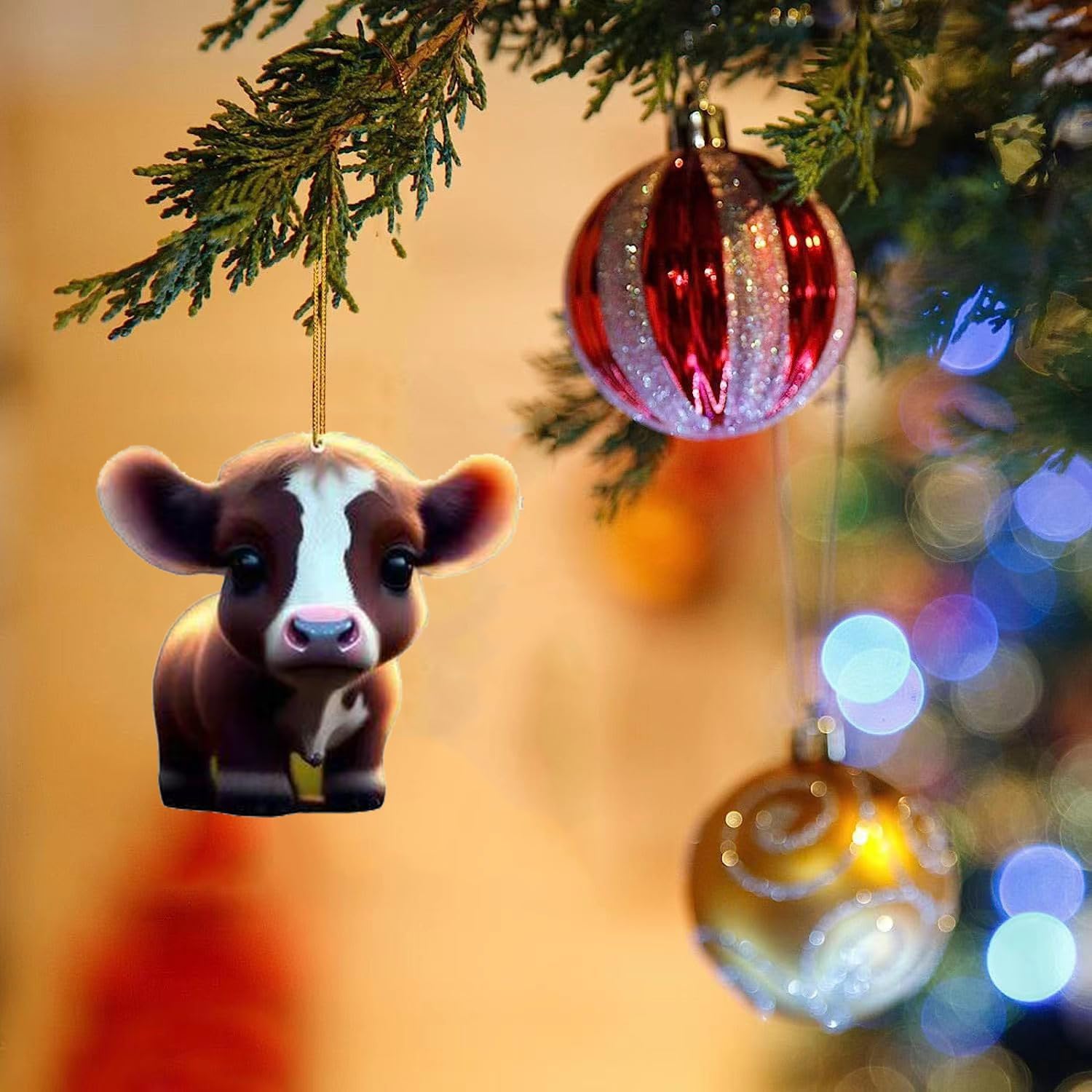 10 pcs Cute Cartoon Cow Hanging Ornament DIY Christmas Decor