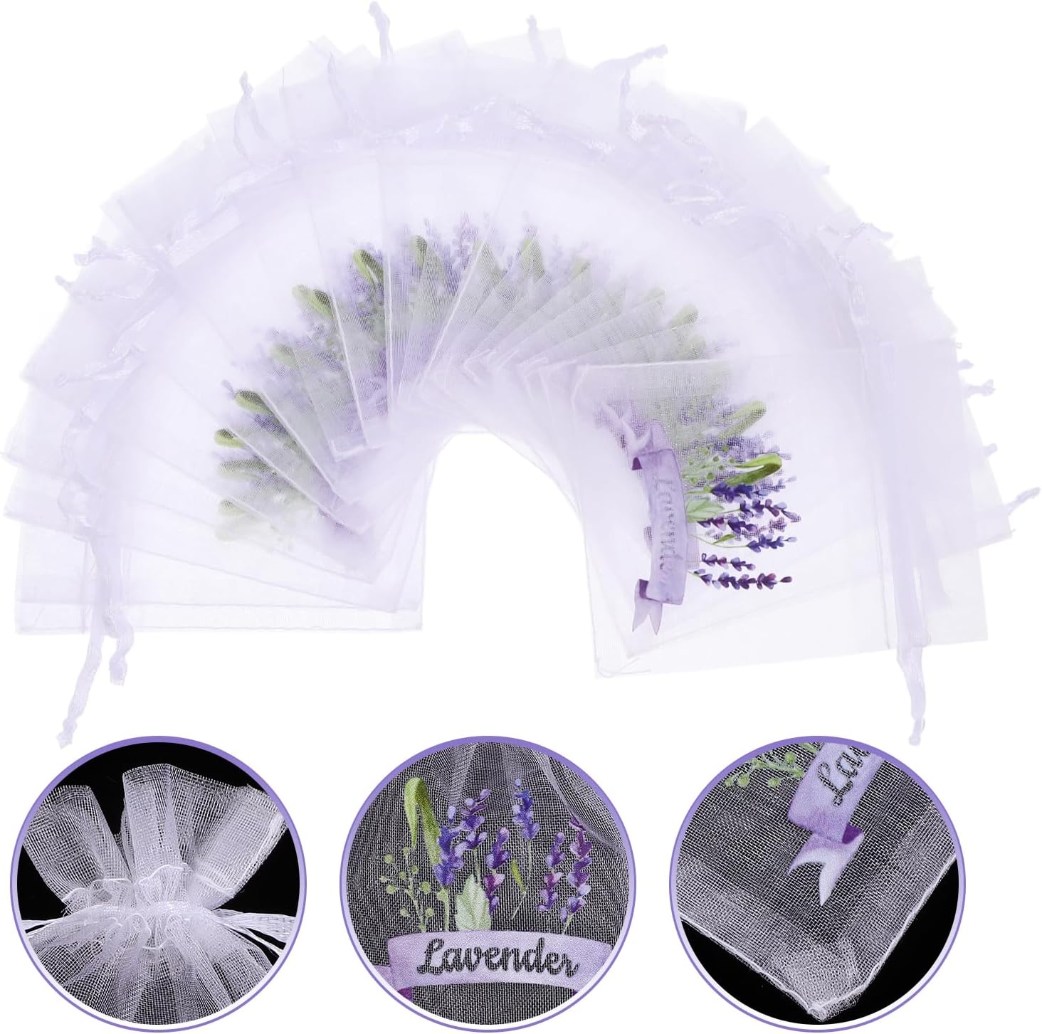 LUOZZY 20pcs Lavender Sachet Bags with Drawstring - White