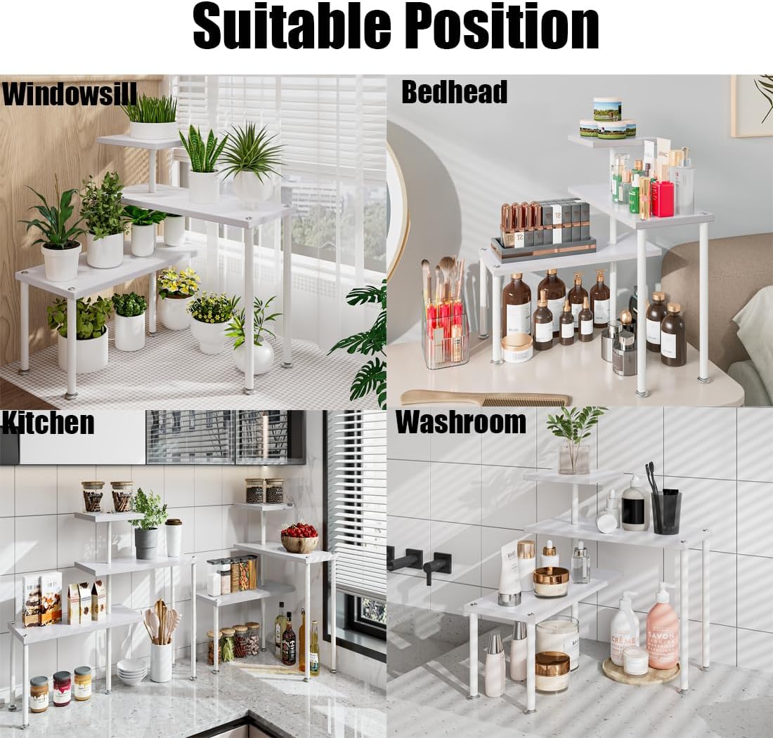 3 Tier Corner Shelf Organizer for Kitchen Bathroom White