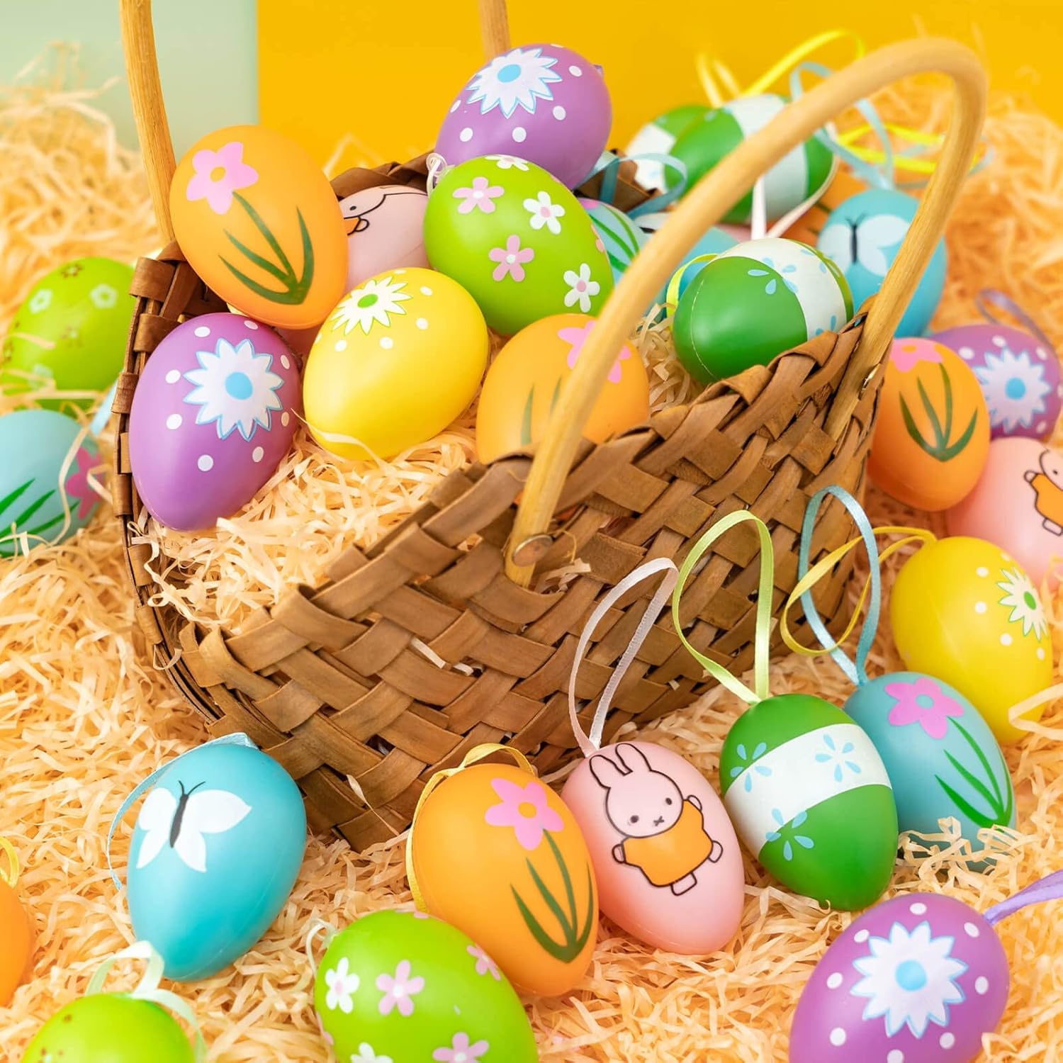 24 Pcs Multicolored Easter Hanging Eggs Set