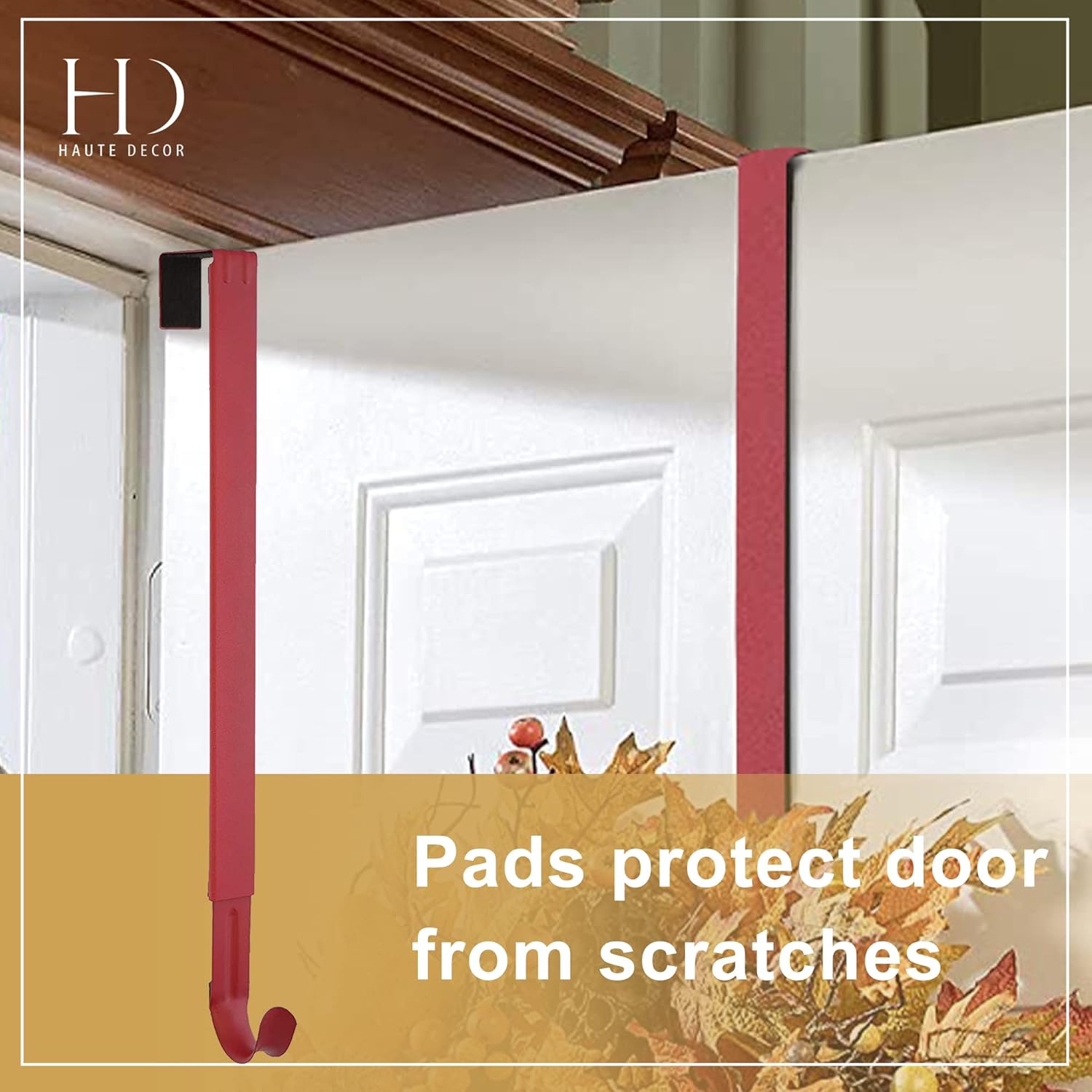 Haute Decor Adjustable Wreath Hanger 2 Pack Red