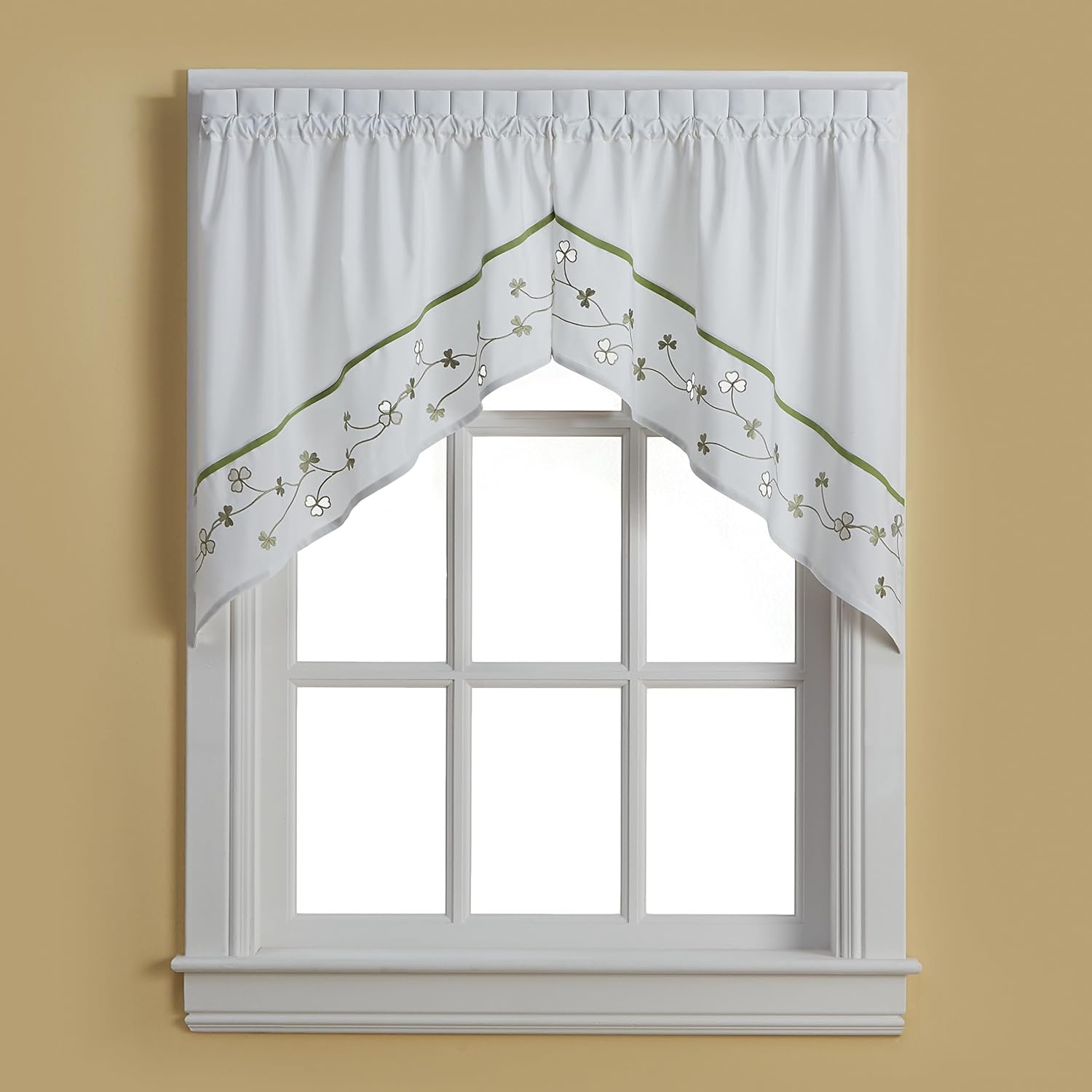 CHF Clover Kitchen Curtains Swag Pair Green