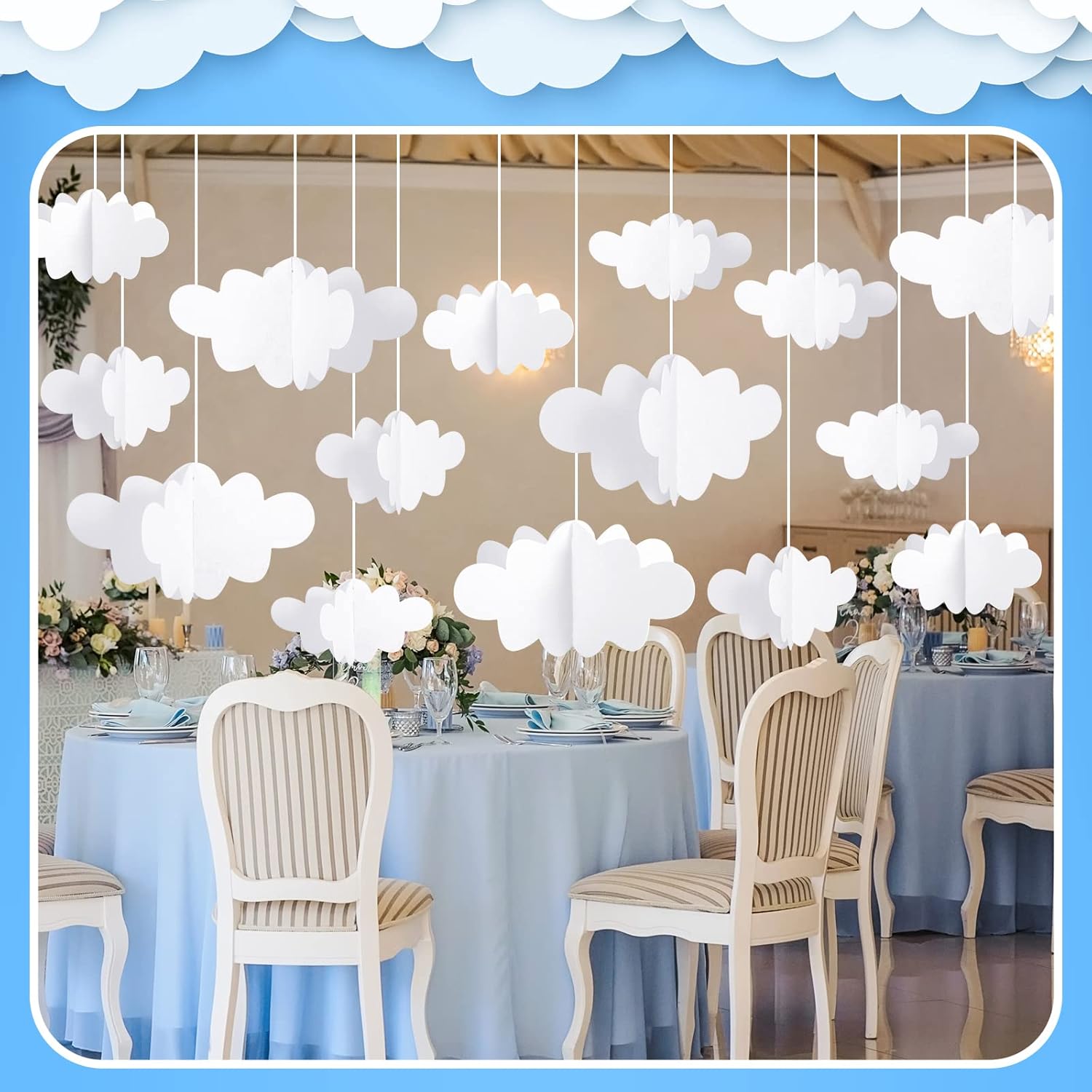 16 Pcs White Hanging Clouds for Ceiling Decor