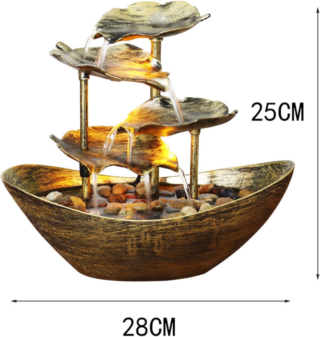 4-Tier Tabletop Water Fountain with LED Lights