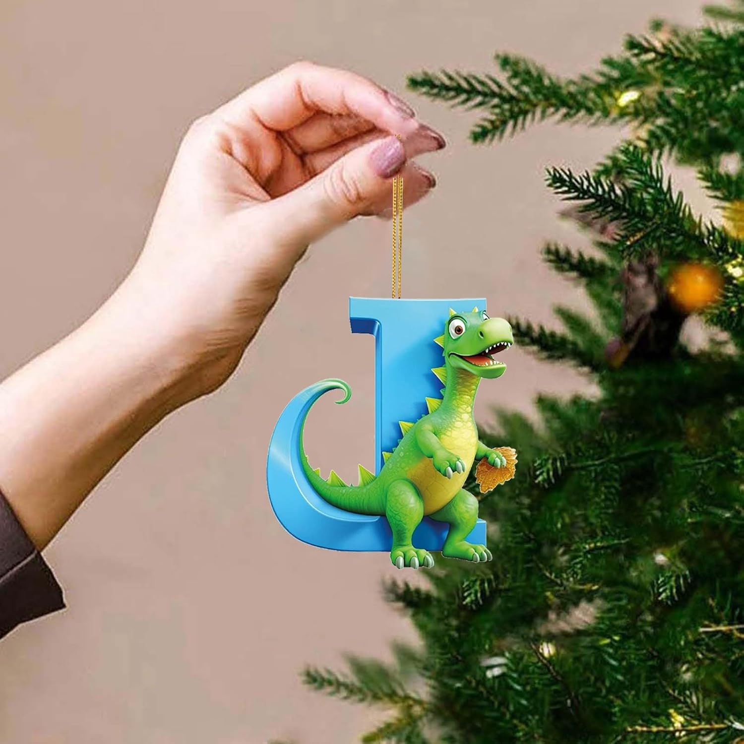 Dinosaur Christmas Ornaments with 26 Letters