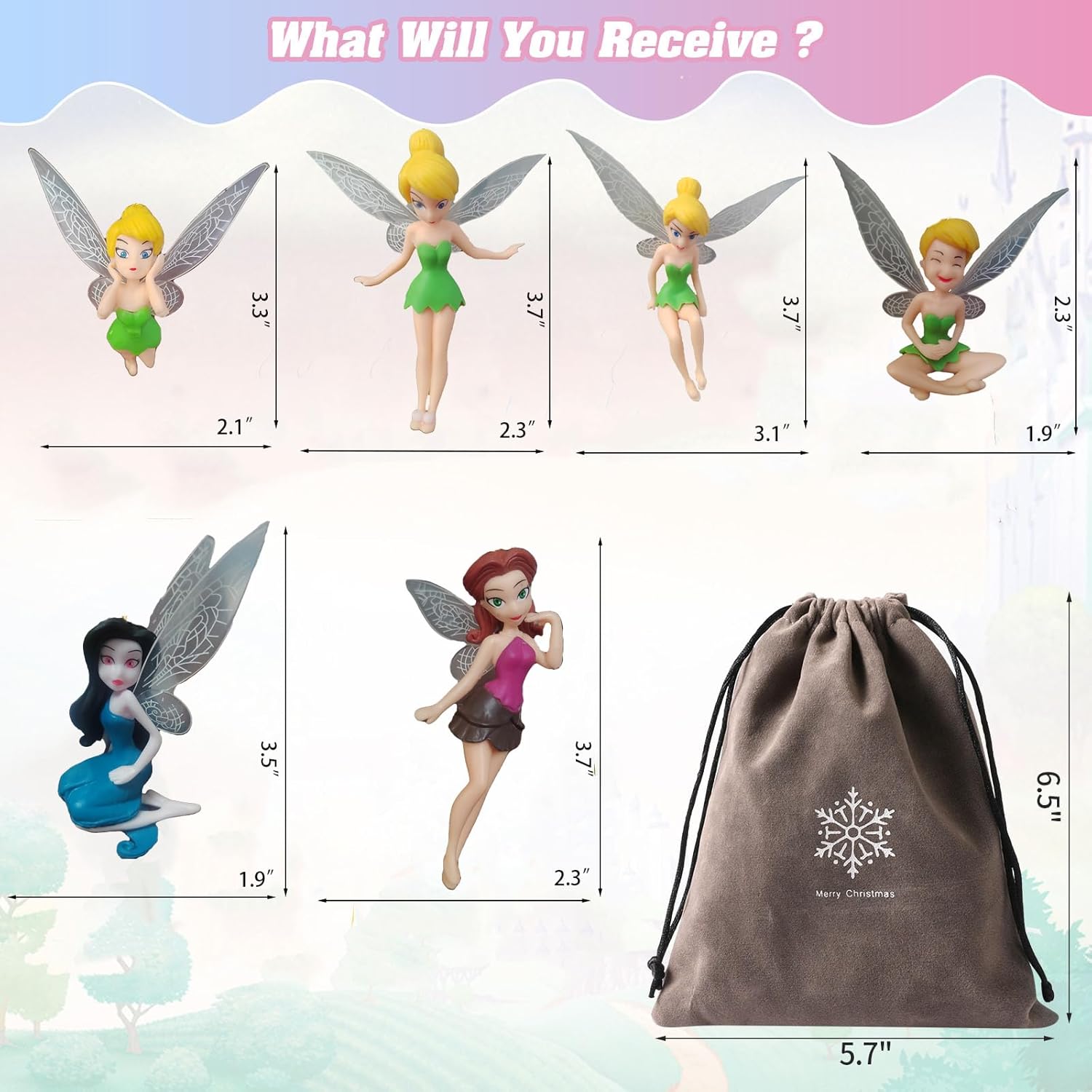 Princess Fairy Christmas Tree Decoration Set 6 Pcs