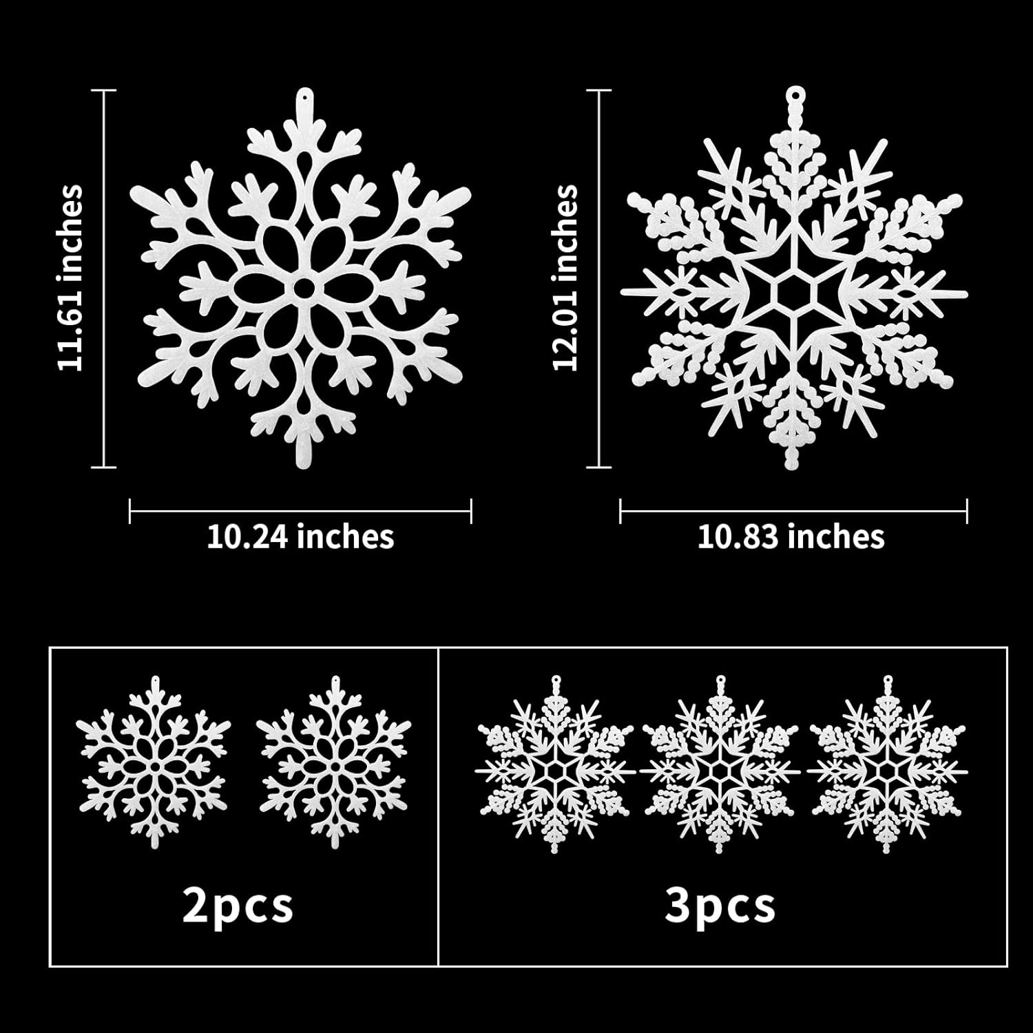 Jumbo White Snowflake Ornaments Set of 5