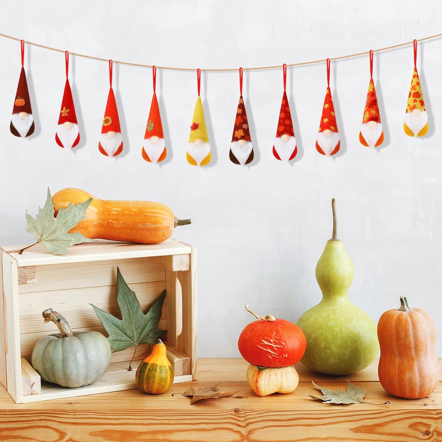 Whaline 10Pcs Fall Gnome Hanging Ornaments