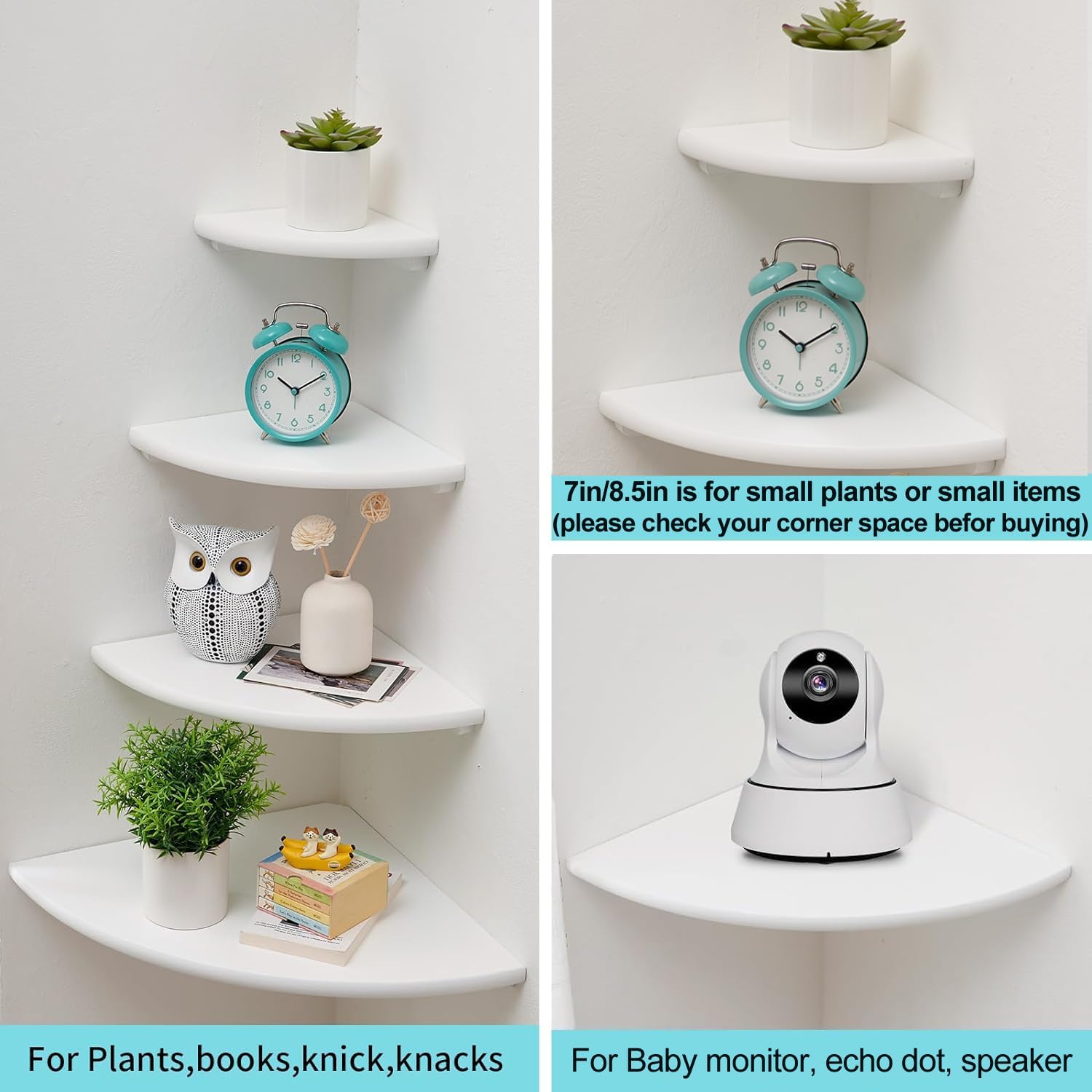 White Solid Oak Corner Shelf Wall Mount