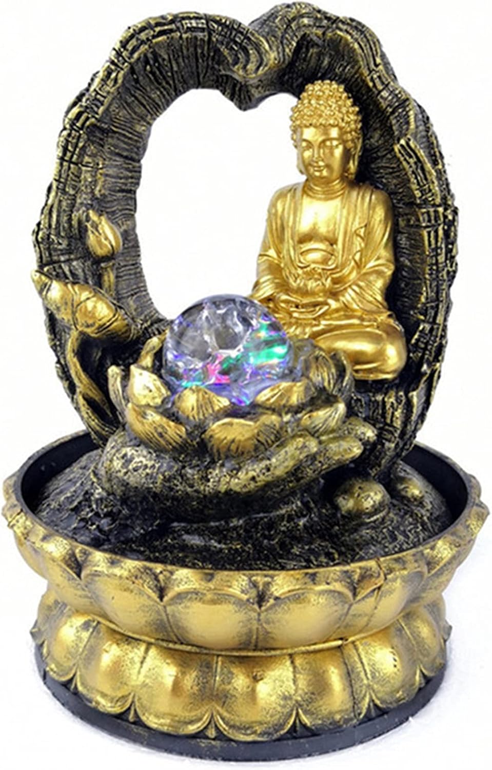 Golden Lotus Buddha Tabletop Water Fountain