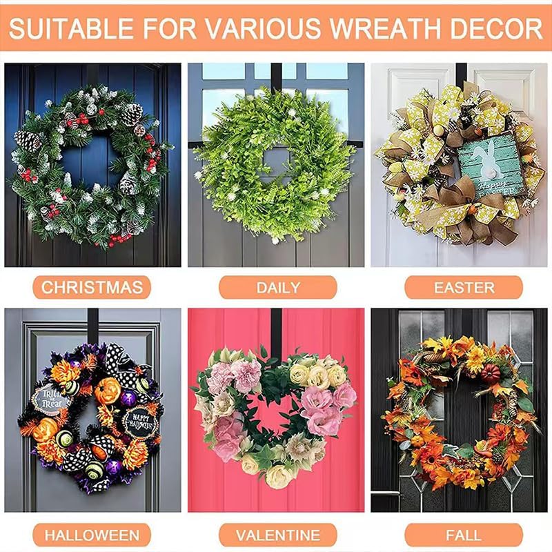 12 Inch Metal Wreath Hanger for Front Door Black