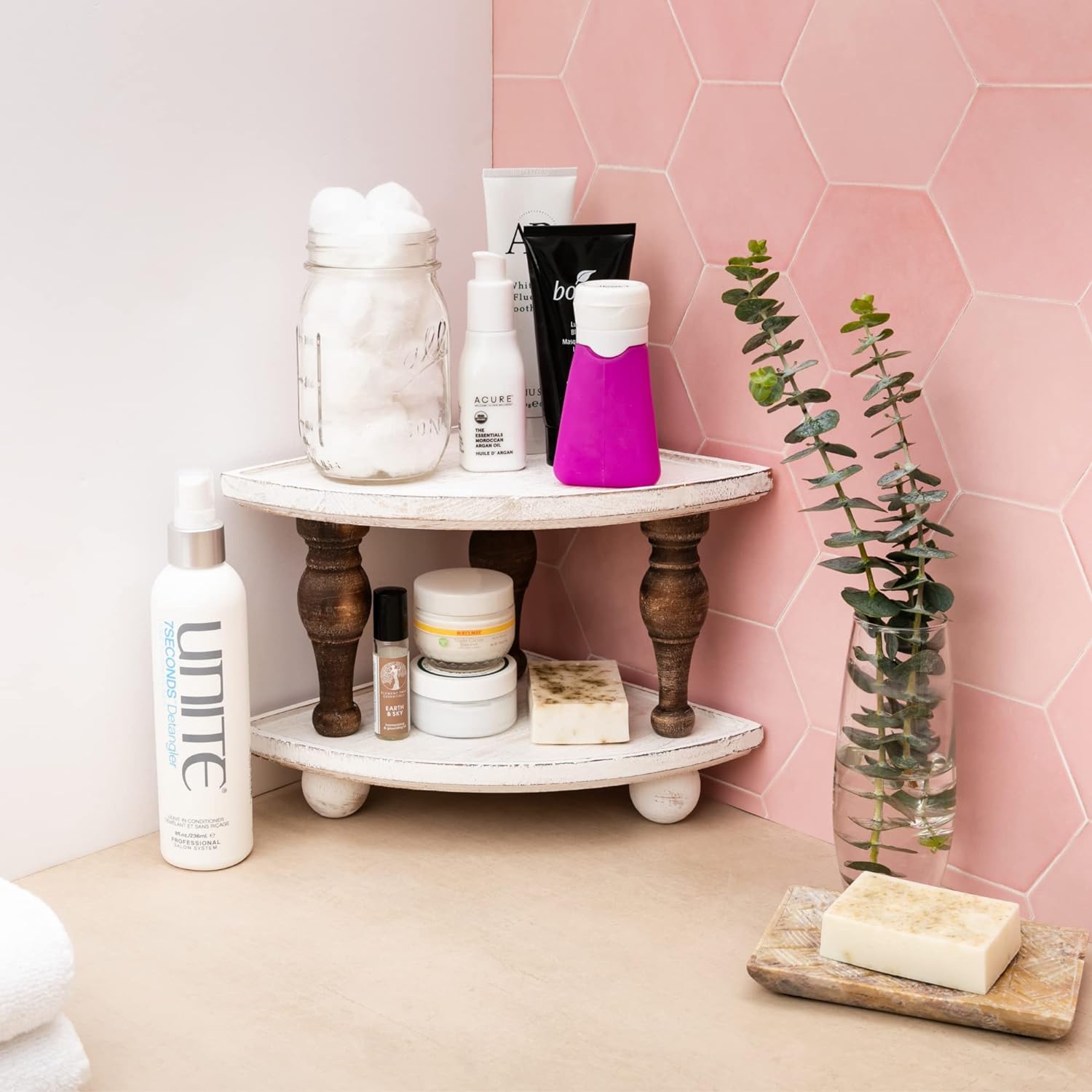 Daily Ritmo White Wood Corner Shelf 2 Pack