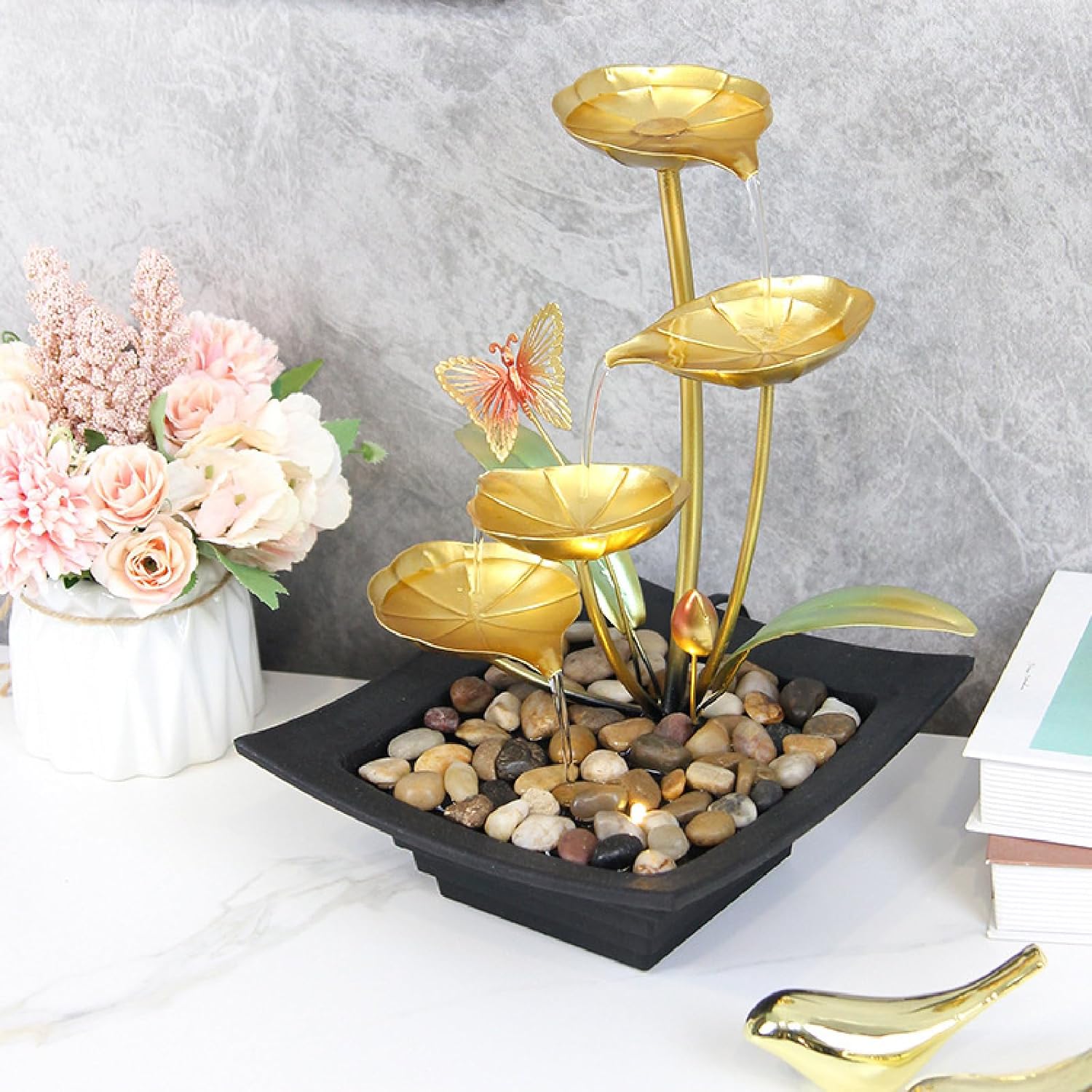 APLUSH Tabletop Fountain with River Rocks