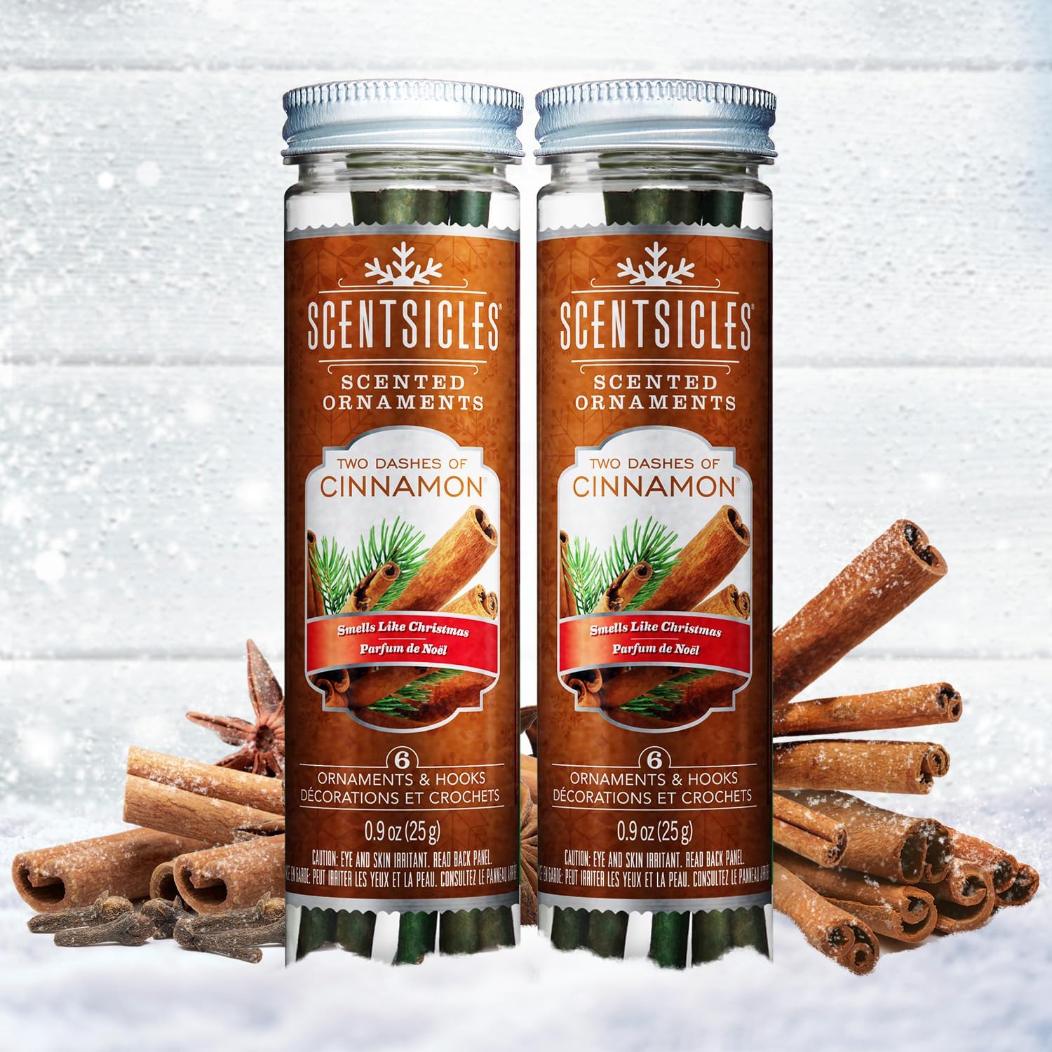 Scentsicles Cinnamon Scented Hanging Ornaments - 2 Bottles 12 Sticks Total
