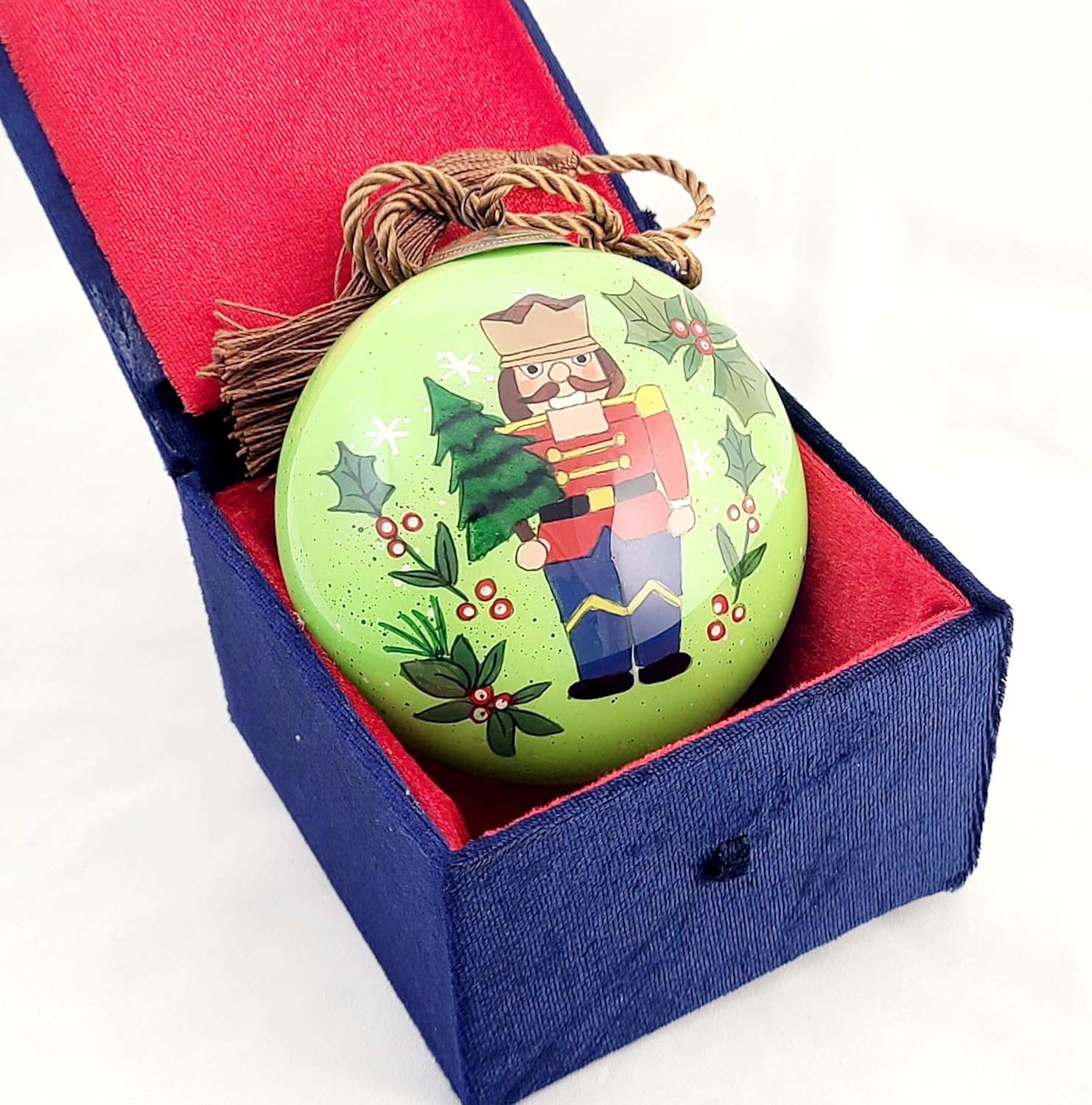 OKEA Nutcracker Soldier Glass Ornament Art Collectible