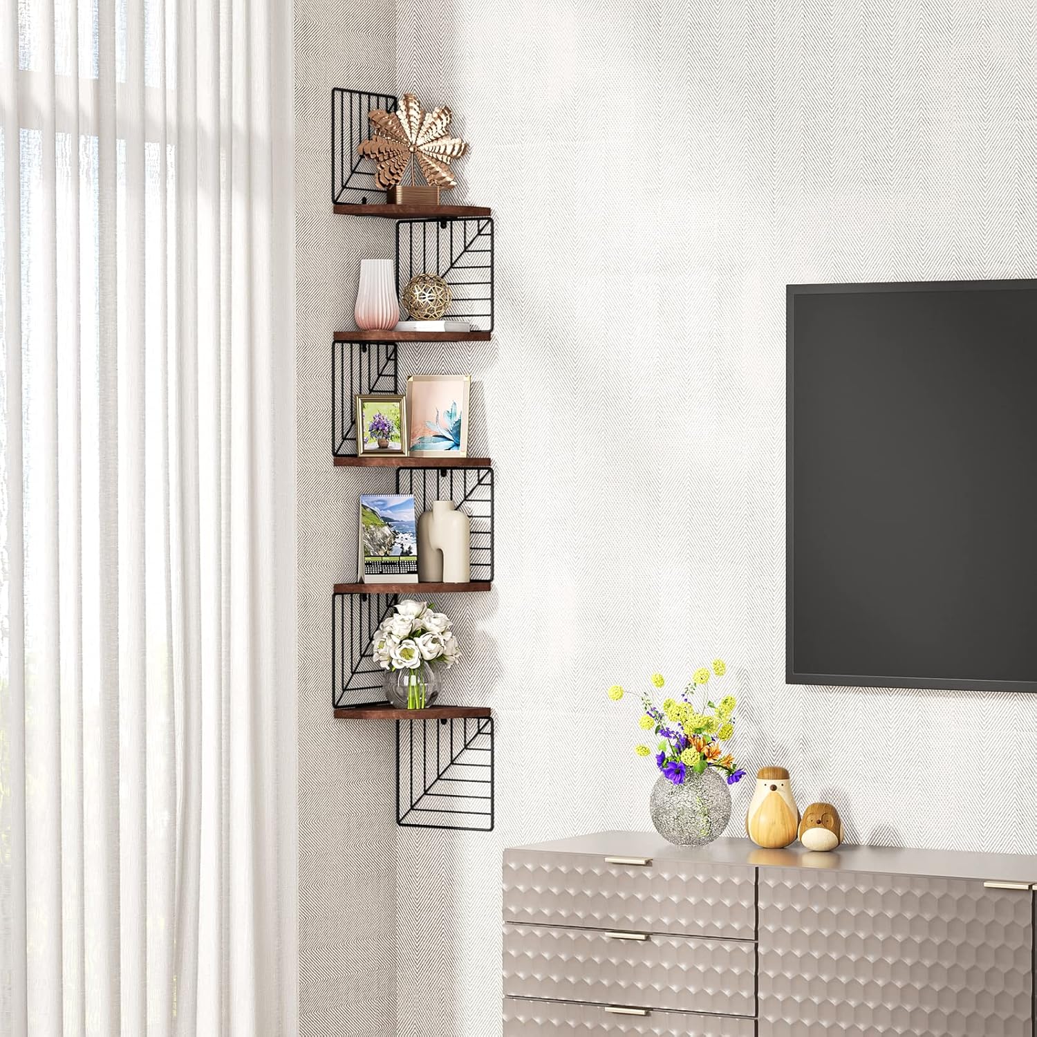 Love-KANKEI 5 Tier Corner Shelf Wall Mount
