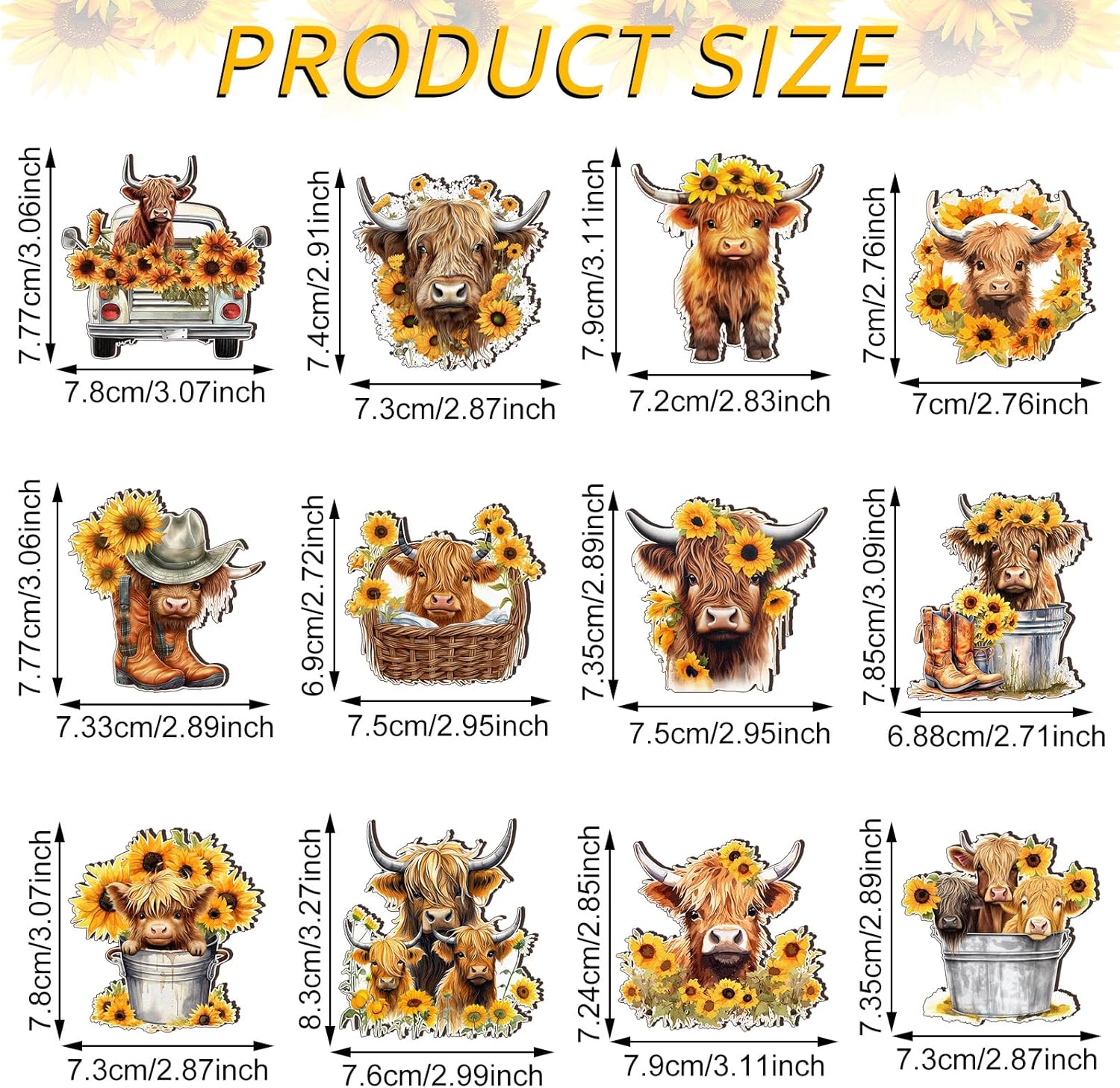 Wenqik 36 Pcs Yellow Highland Cow Hanging Ornament