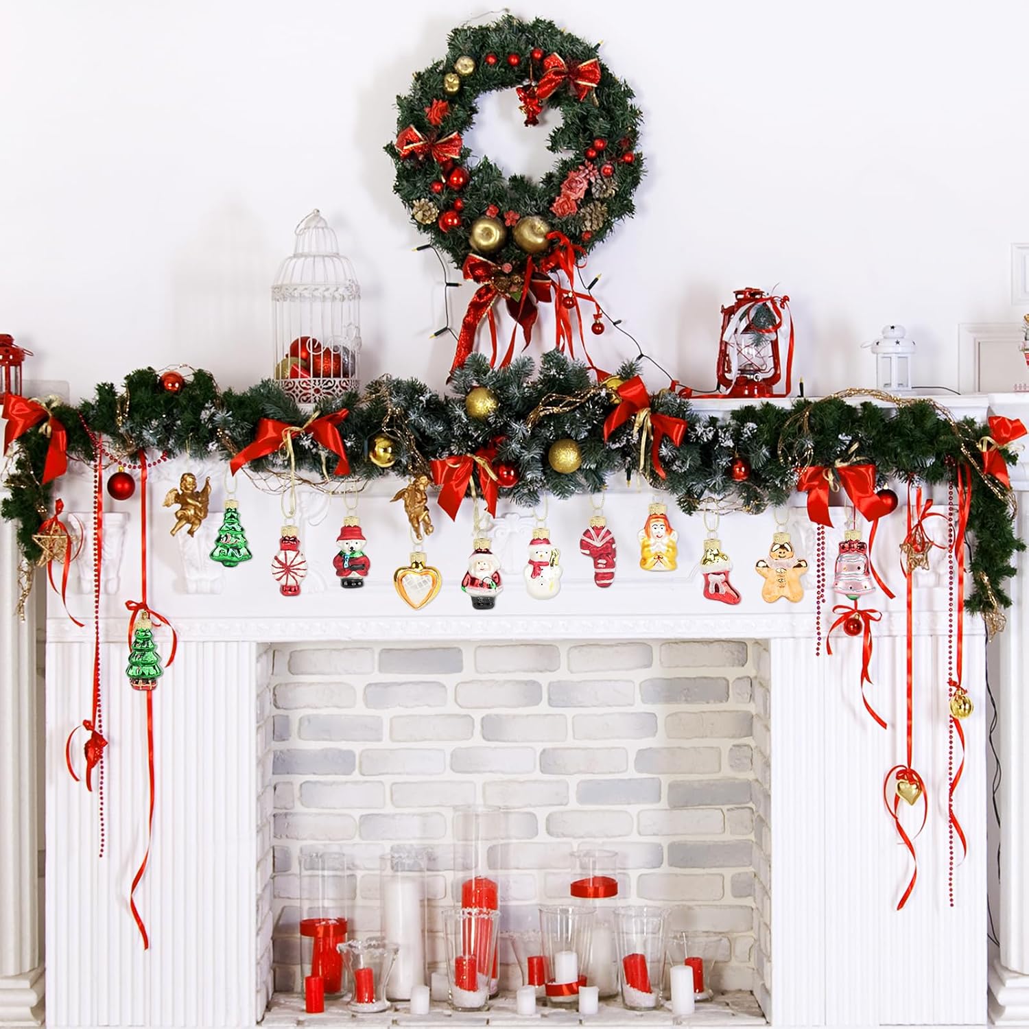 12PCS Glass Christmas Ornaments for Tree and Wreath