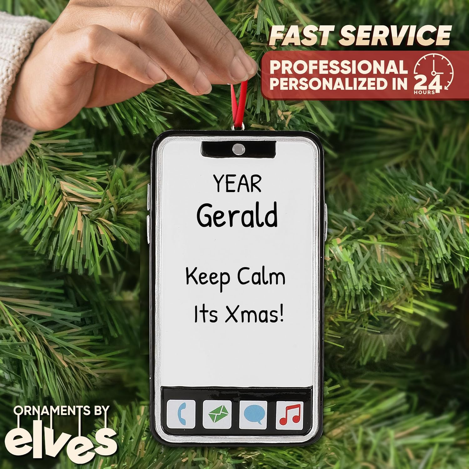 Personalized Smartphone Ornament 2024 for Christmas Tree
