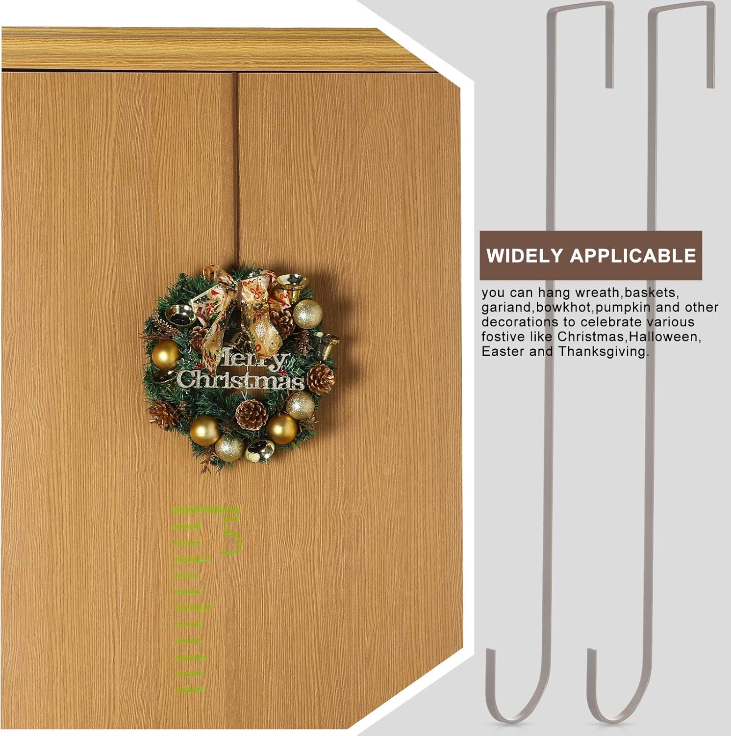 Hotop 15 Inch Door Wreath Hanger Hook Set