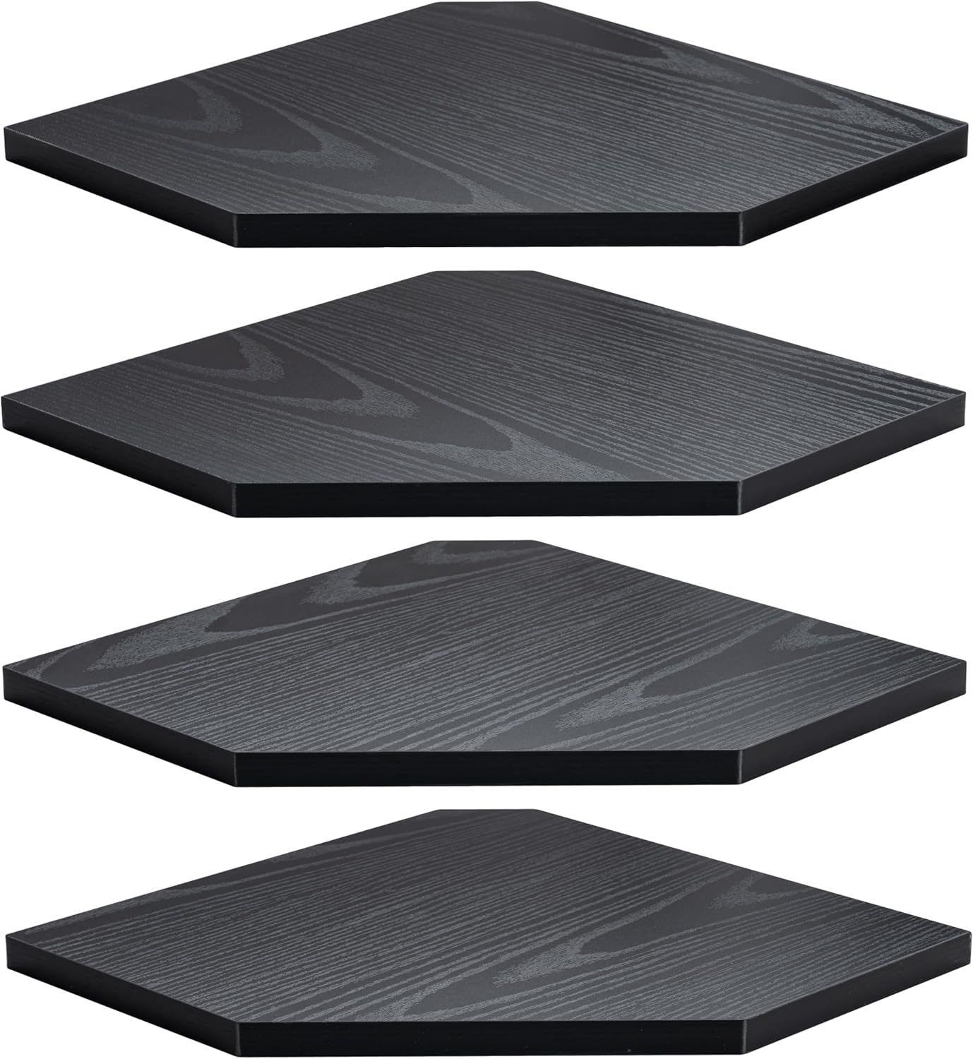 Set of 4 Classic Black Floating Corner Shelves