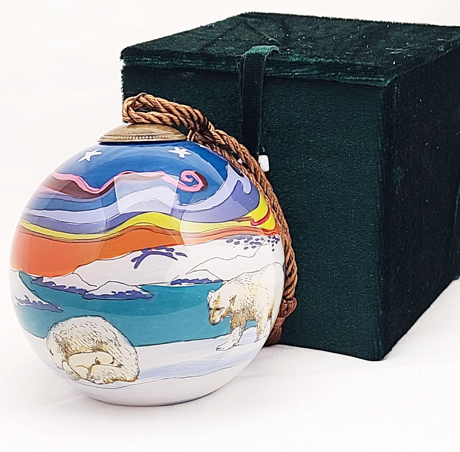 Polar Bear Glass Ball Ornament Manual Painted