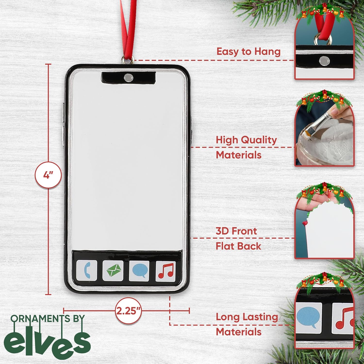 Personalized Smartphone Ornament 2024 for Christmas Tree