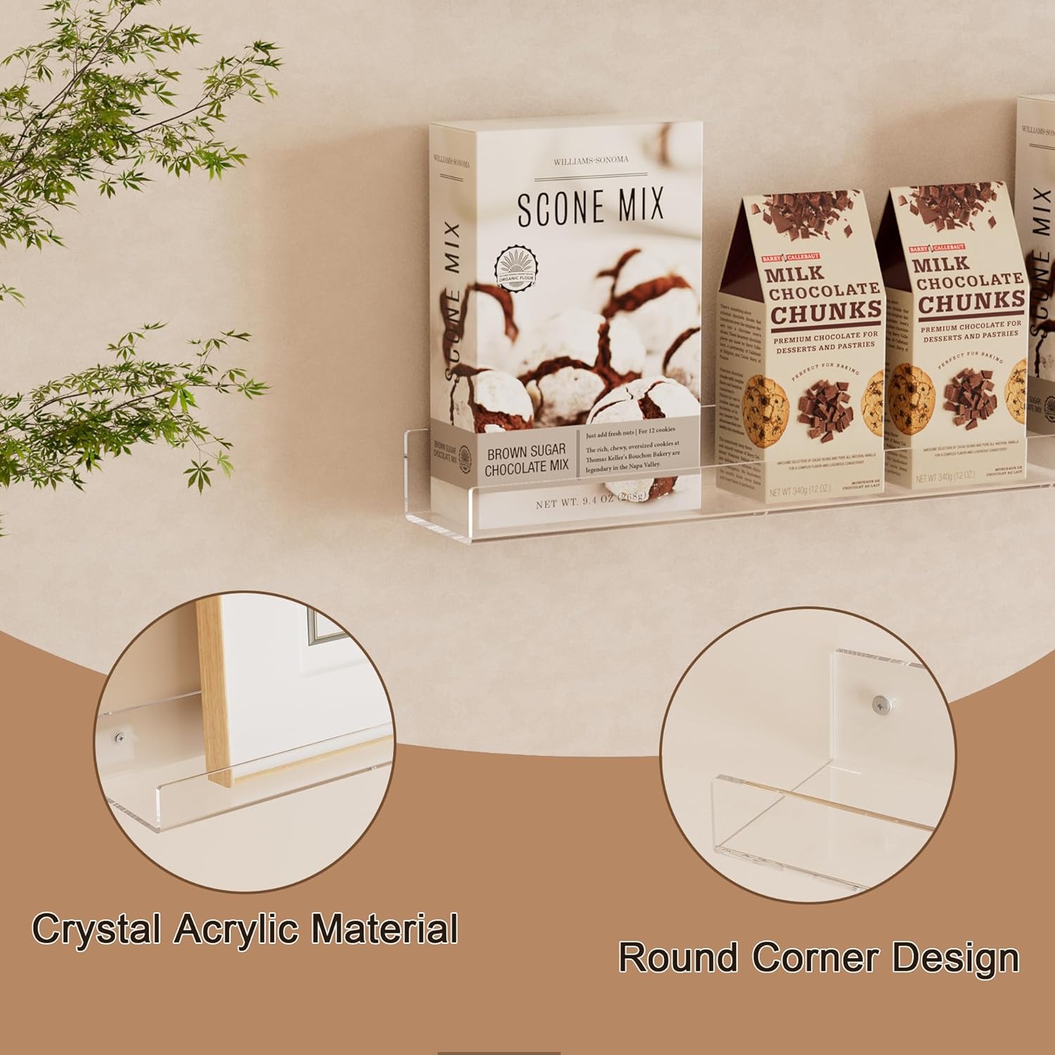 36 Inch Clear Acrylic Floating Wall Shelf 2 Pack