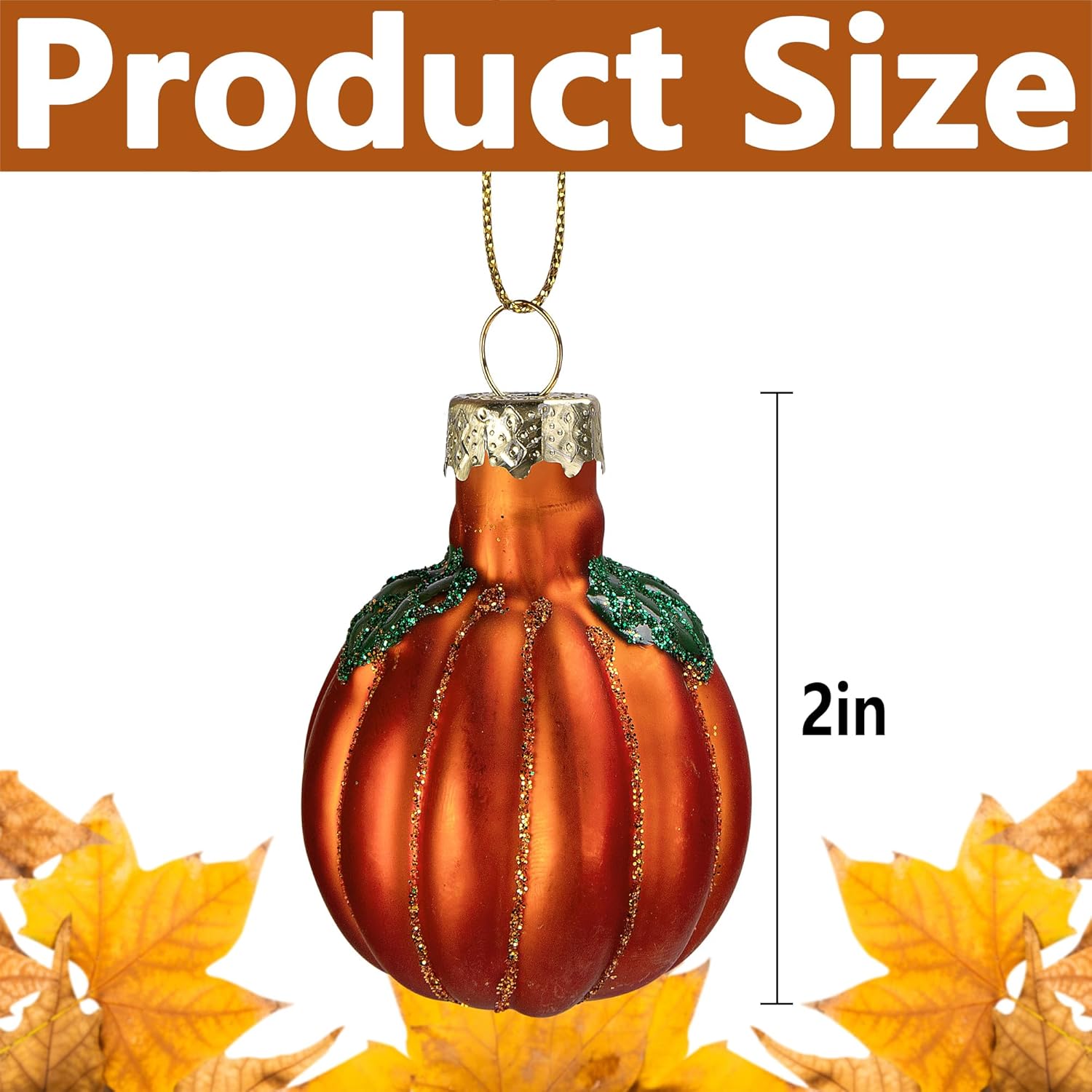 Watayo 6 Pcs Fall Pumpkin Glass Hanging Ornaments