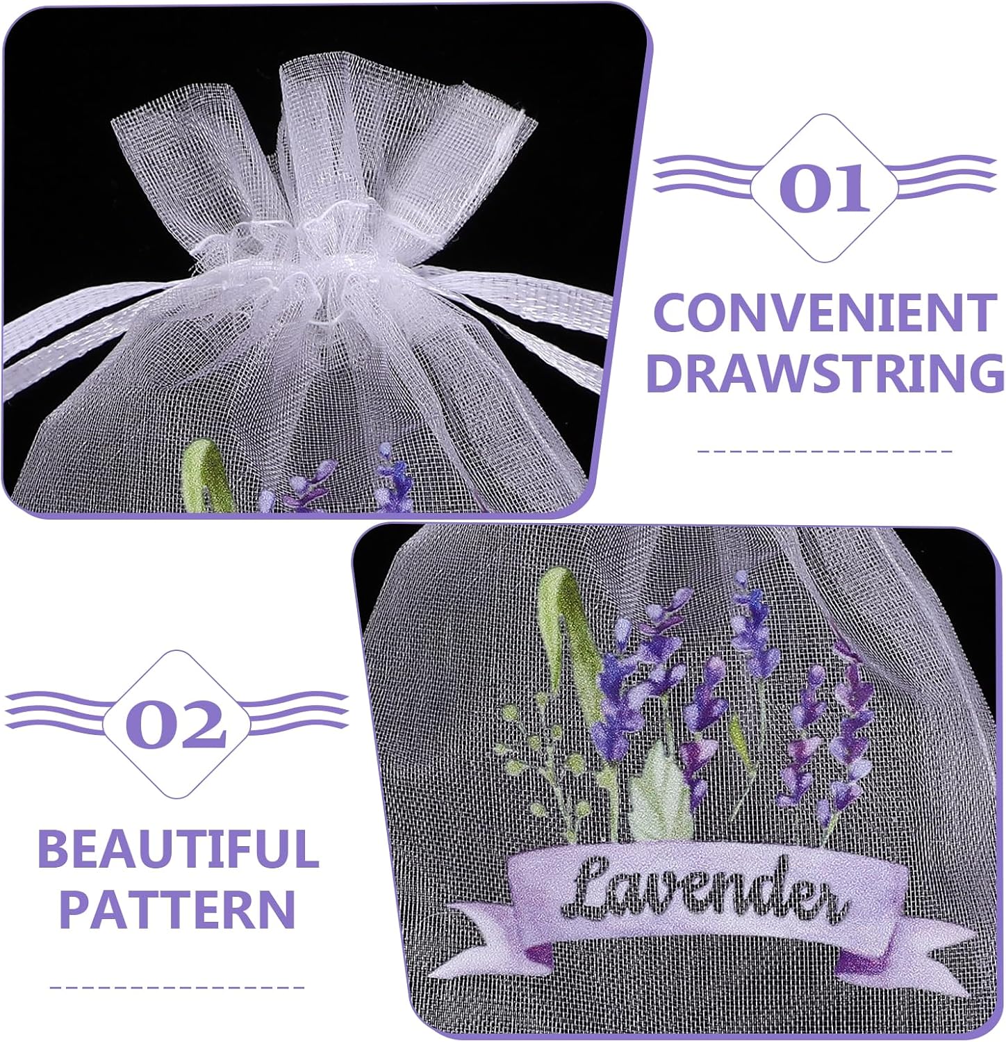 LUOZZY 80 pcs Lavender Sachet Bags with Drawstring - White