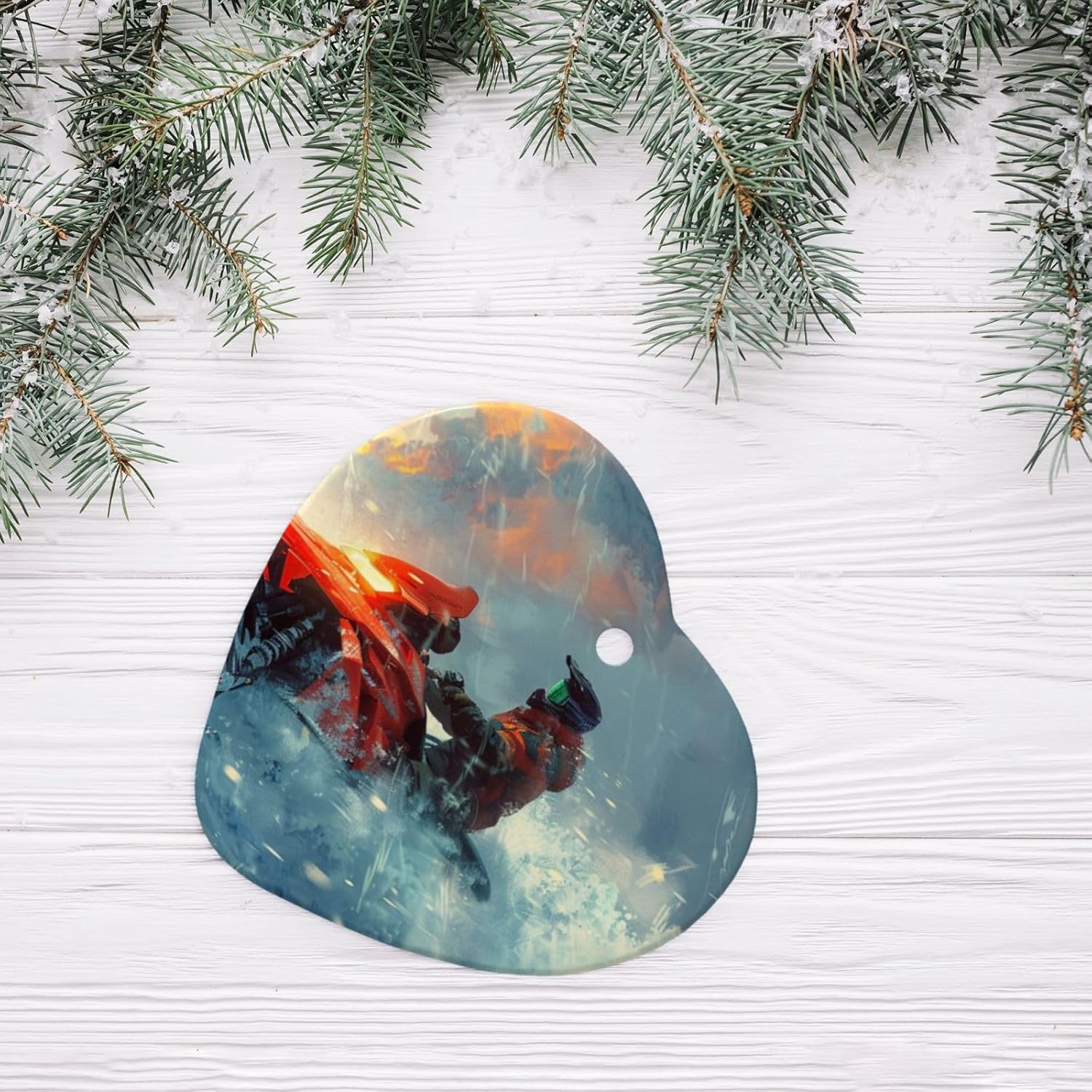 Yilequan Snowmobile Ceramic Christmas Tree Ornament