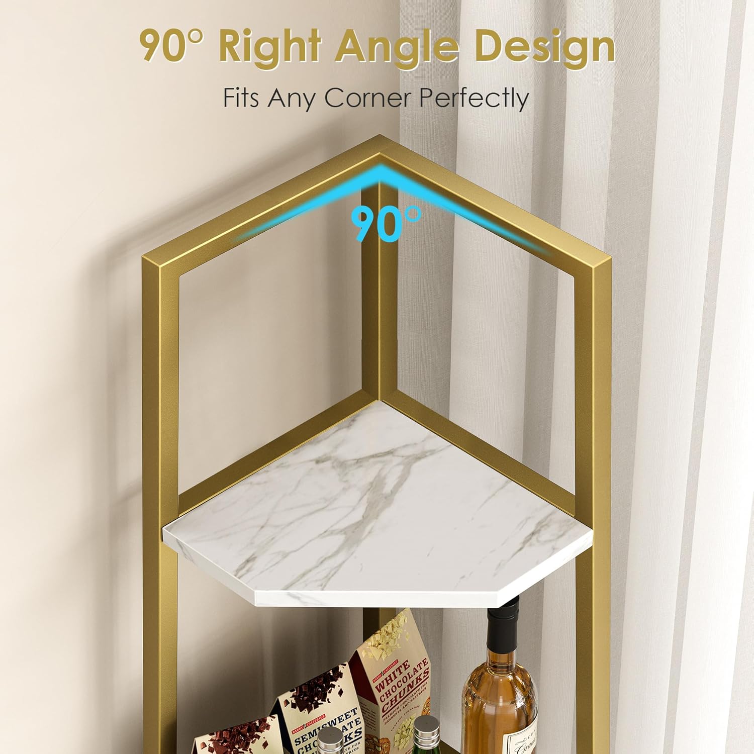 VECELO 6 Tier Corner Shelf with Metal Frame
