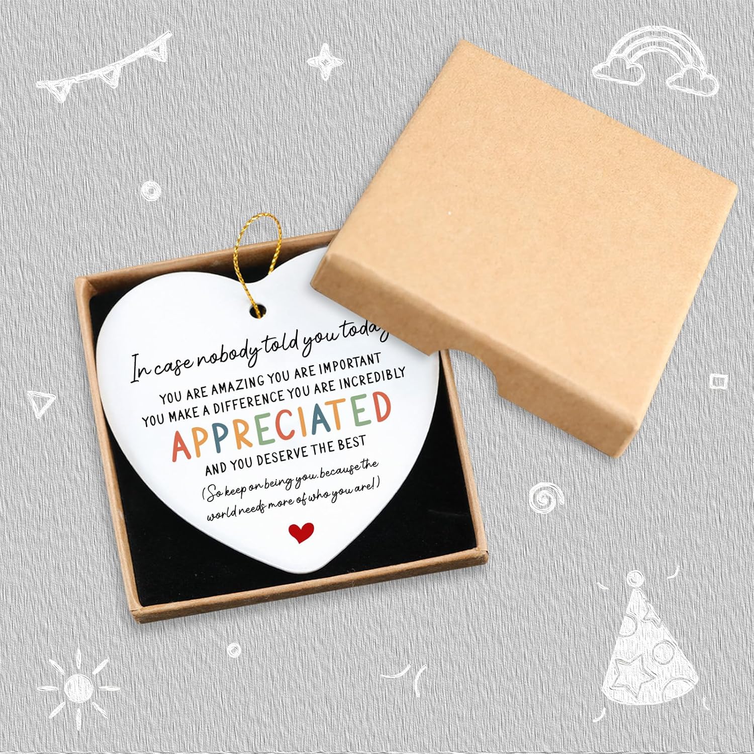Inspirational Hanging Ornament for Women You Are Amazing Ceramic Heart Keepsake