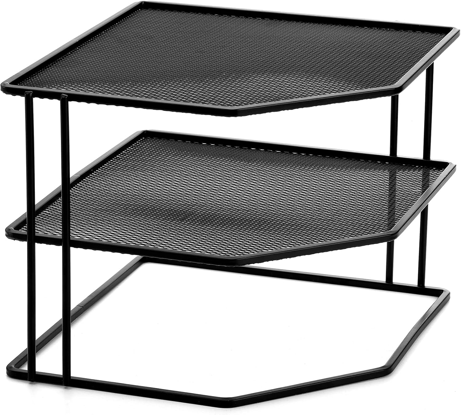 Yarlung 3-Tier Cabinet Corner Shelf Black Metal Organizer