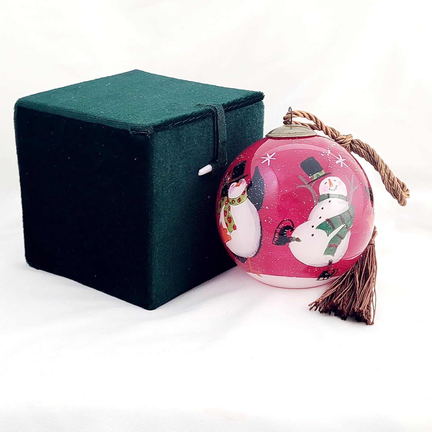 OKEA Snowman Penguin Dance Glass Ornament