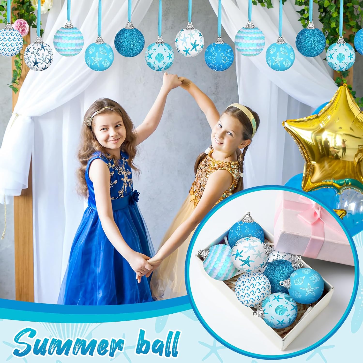 16 Pcs Summer Tree Decorations Sea Animal Hanging Ornaments