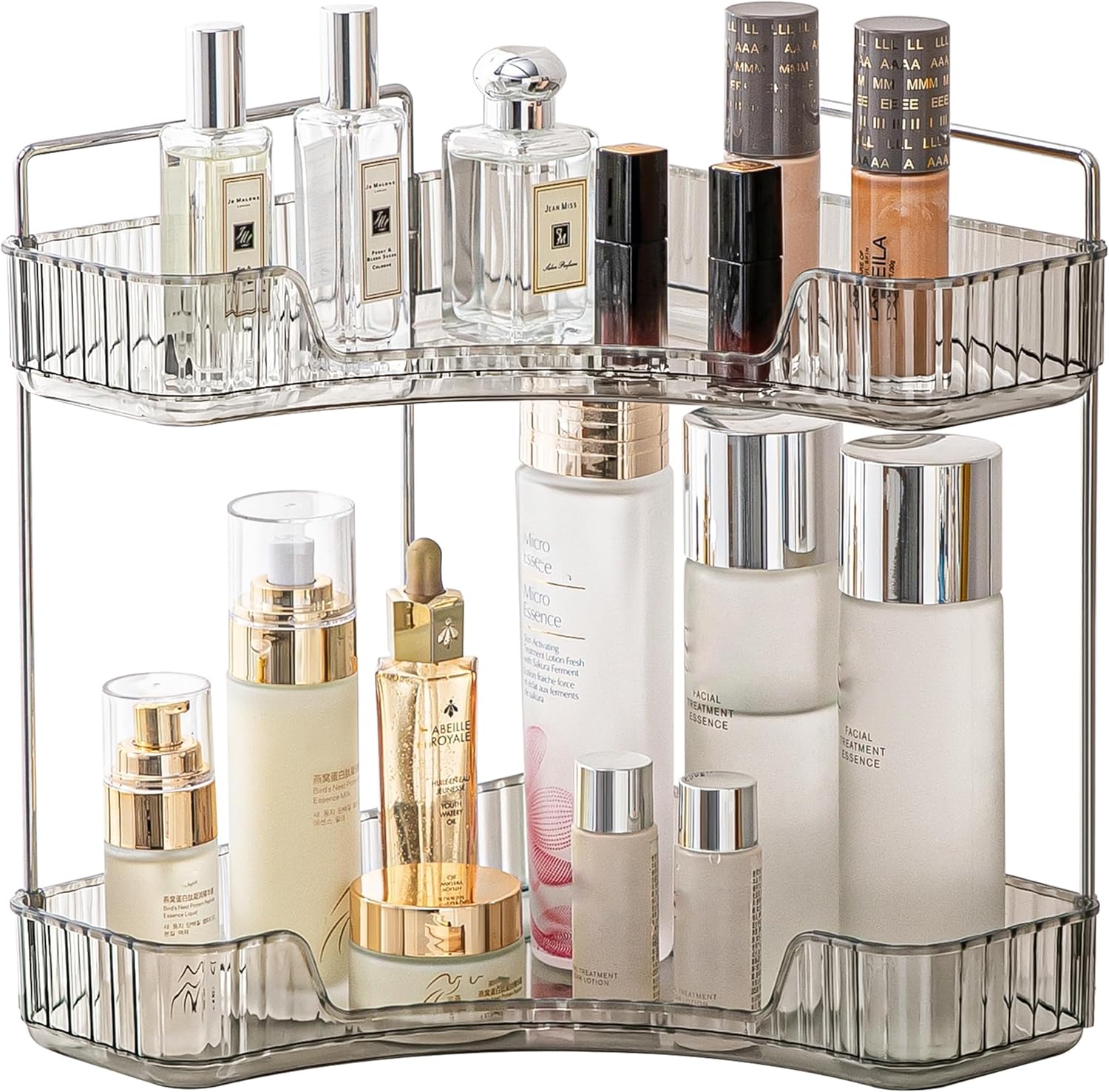 YCIADONE Corner Counter Organizer 2 Tiers Smoky Gray