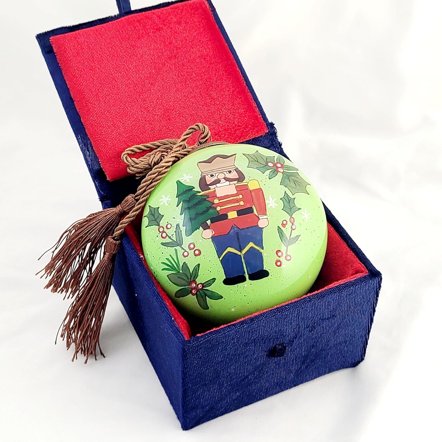 Inside-Painted Glass Nutcracker Soldier Ornament