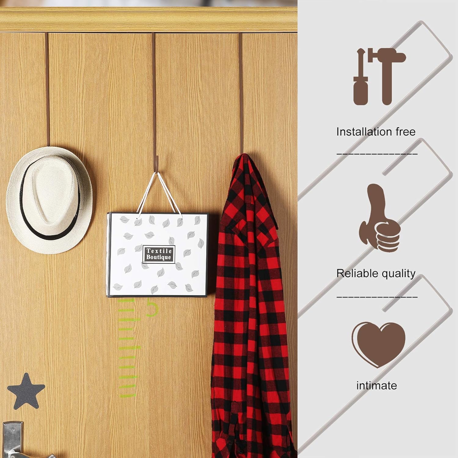 Hotop 15 Inch Door Wreath Hanger Hook Set