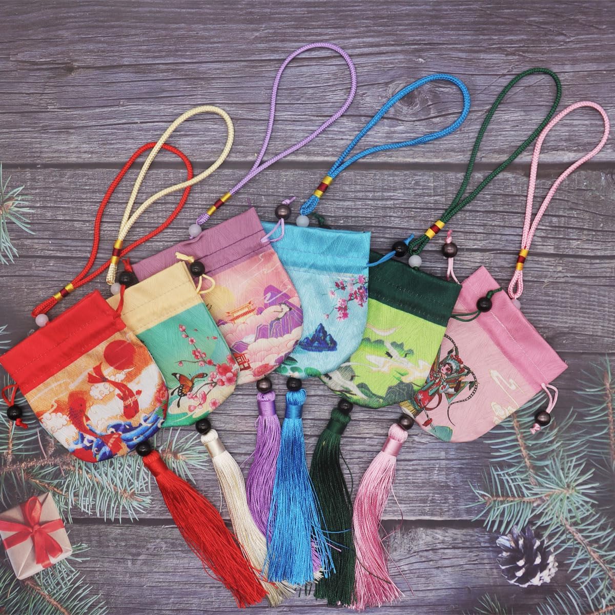 20PCS Chinese Style Silk Drawstring Sachet Bags