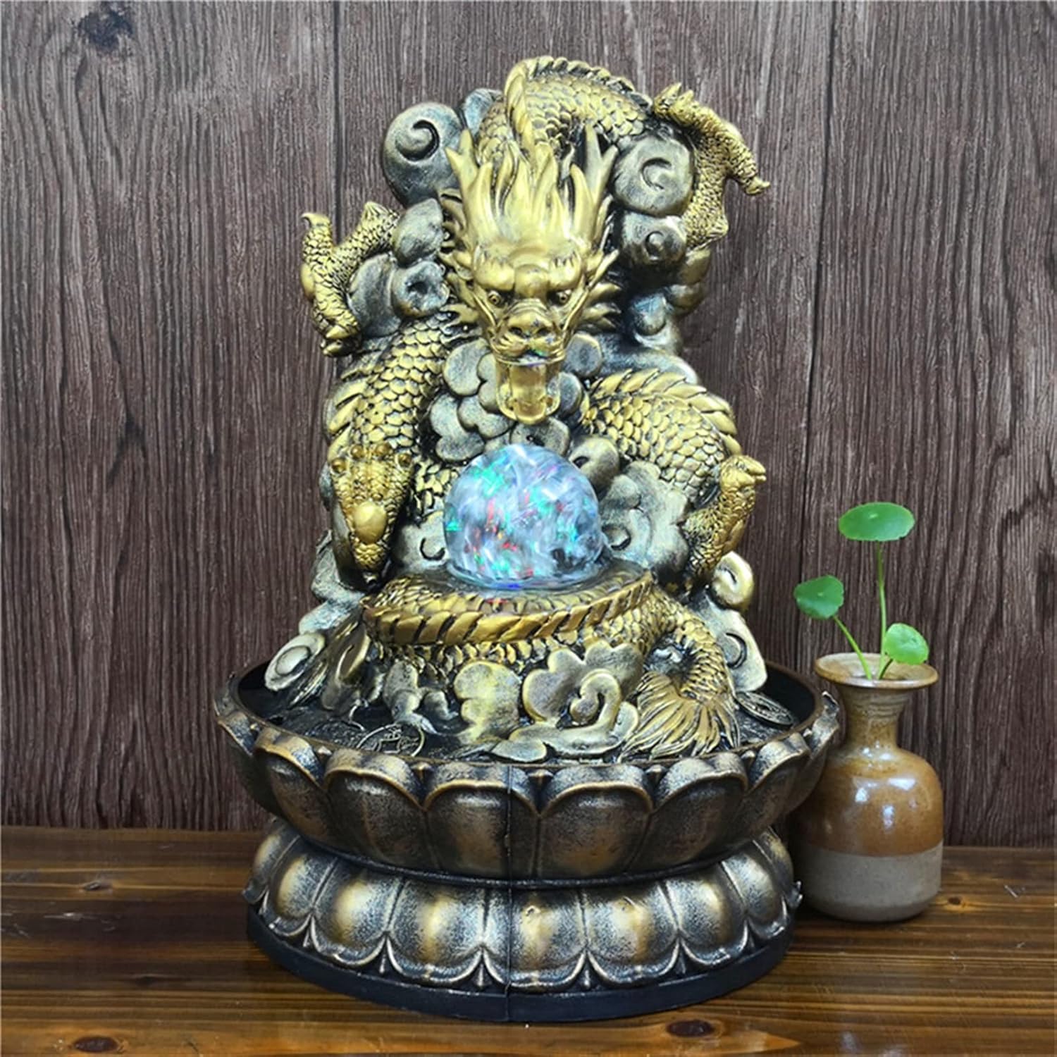 Indoor Tabletop Fountain with Chinese Dragon Decor