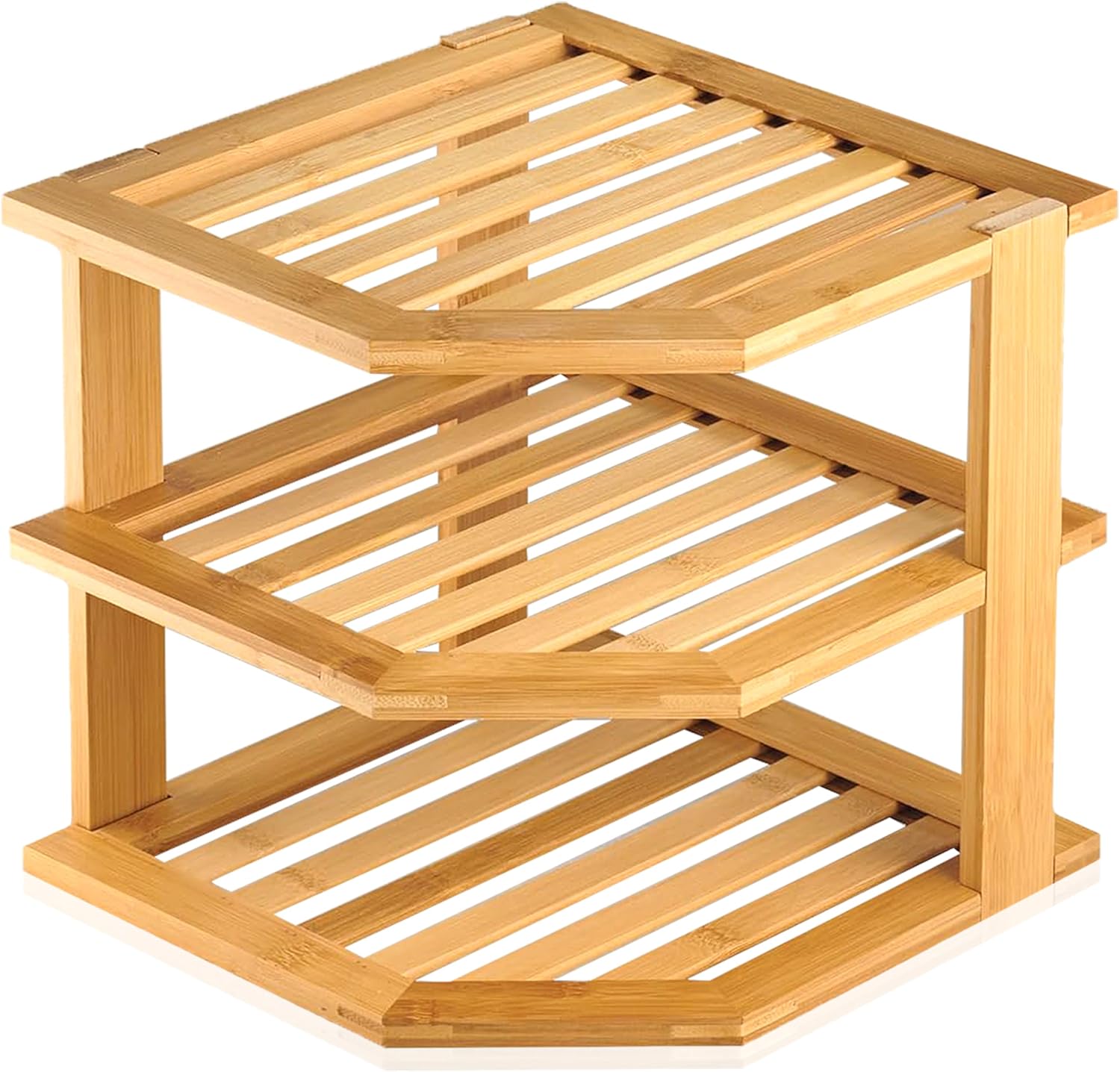 RoyalHouse Bamboo 3-Tier Corner Shelf Organizer