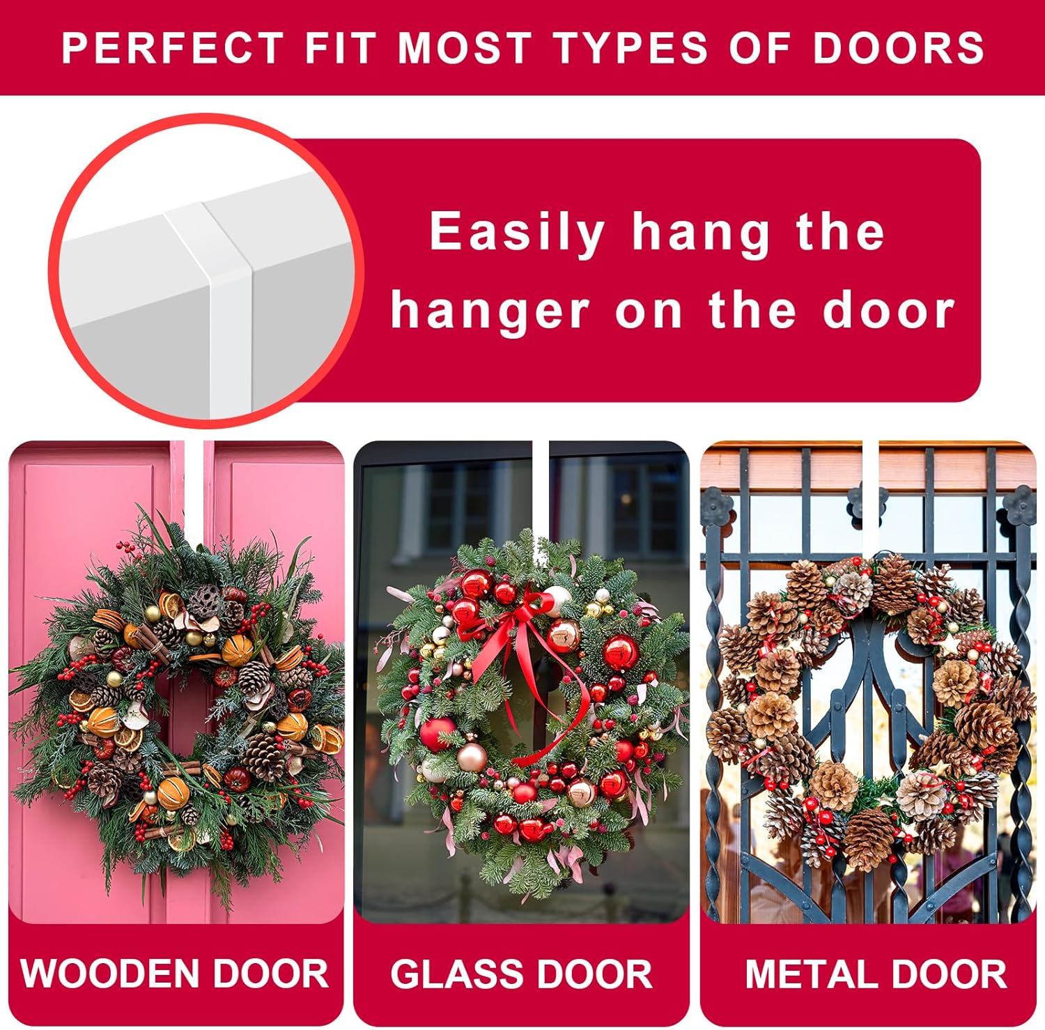 4 Pack Solid Wreath Hangers for Front Door